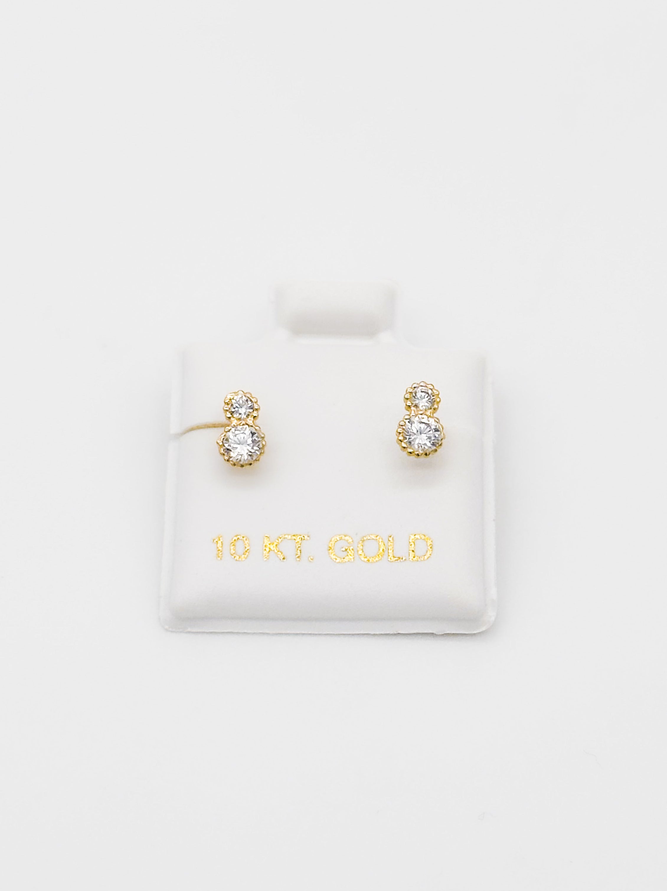 Dos Zirconias Bisel Oro 10k