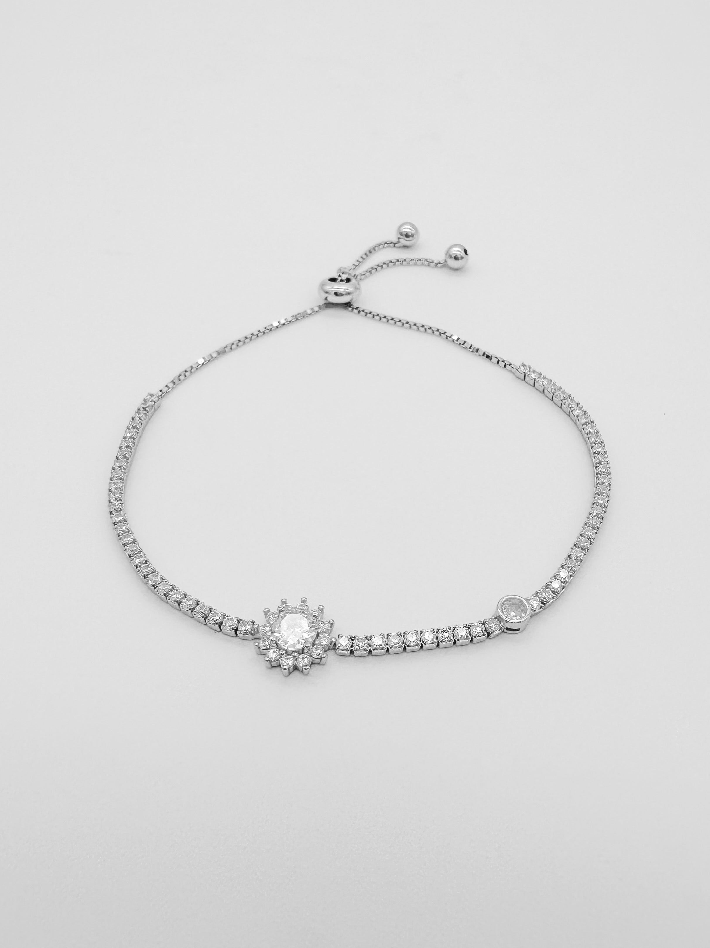 Pulsera Tennis Flor de Plata