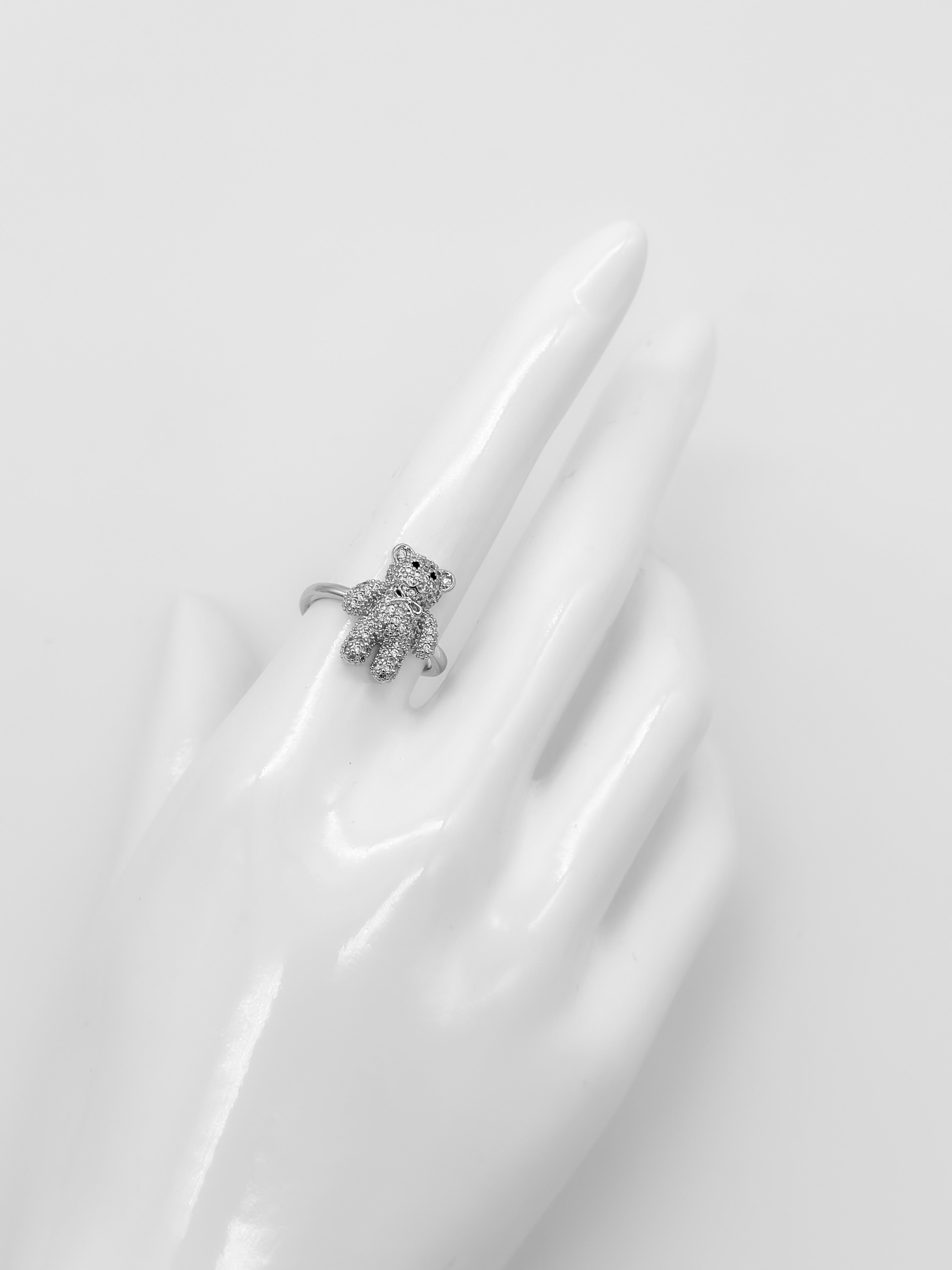 Anillo Ajustable Oso Cristales