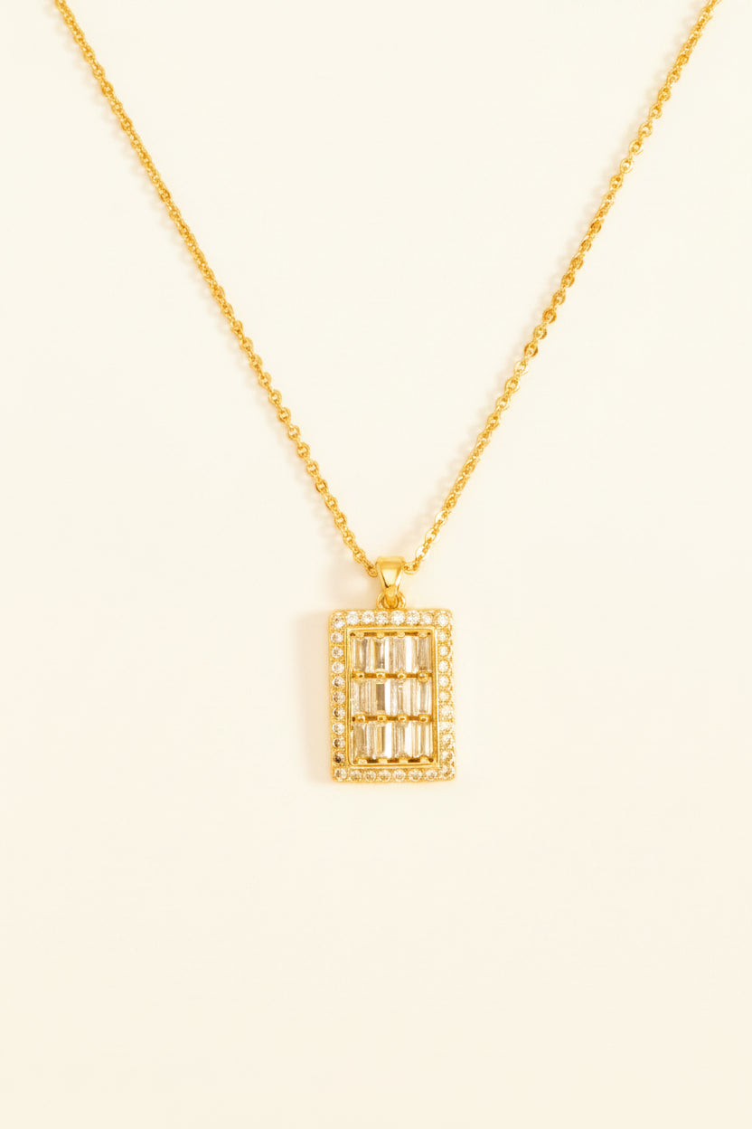 Collar Rectangular Halo - Dorado