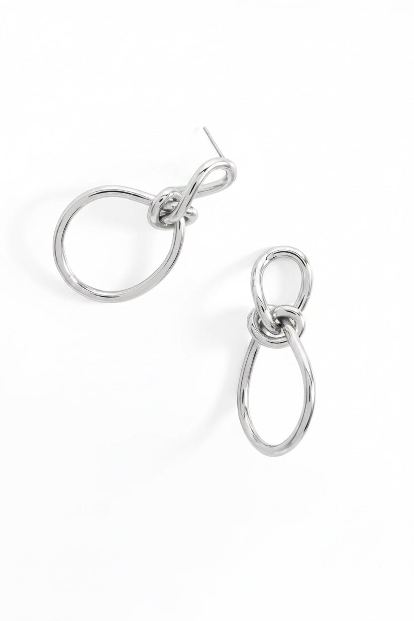 Aretes Aros Nudo - Plateados