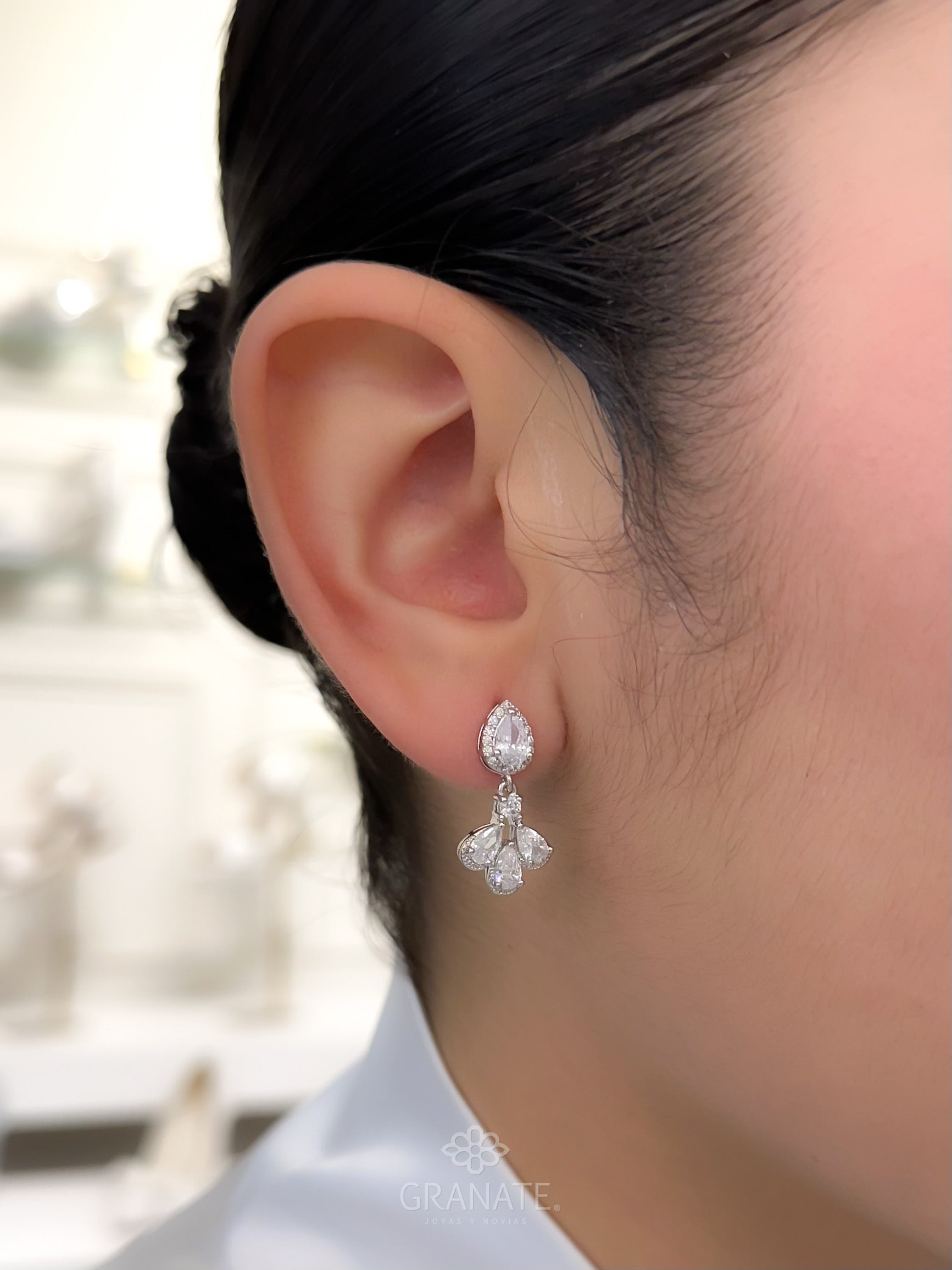Aretes Tres Gotas Zirconias