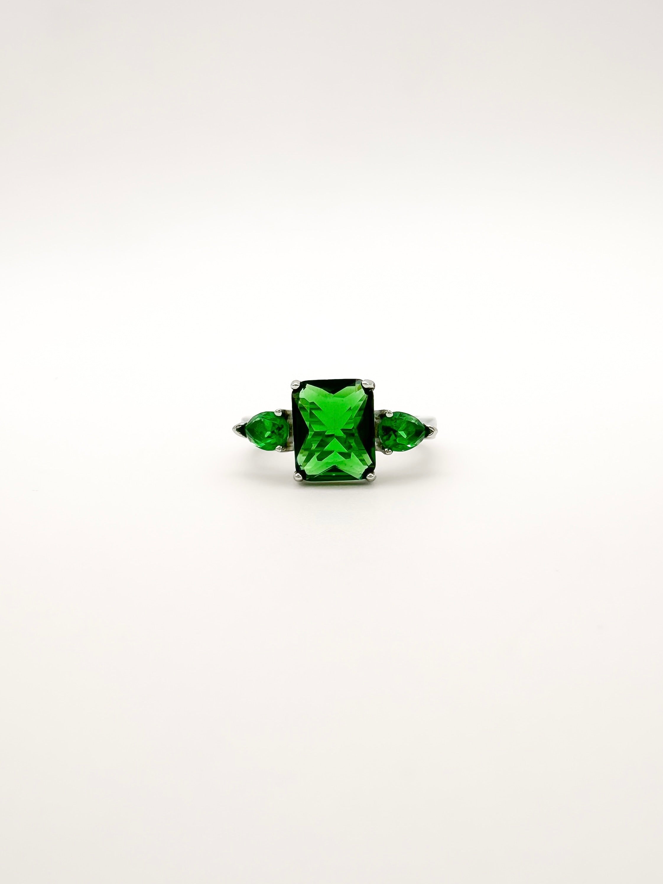 Anillo Rectángulo Gotas de Plata