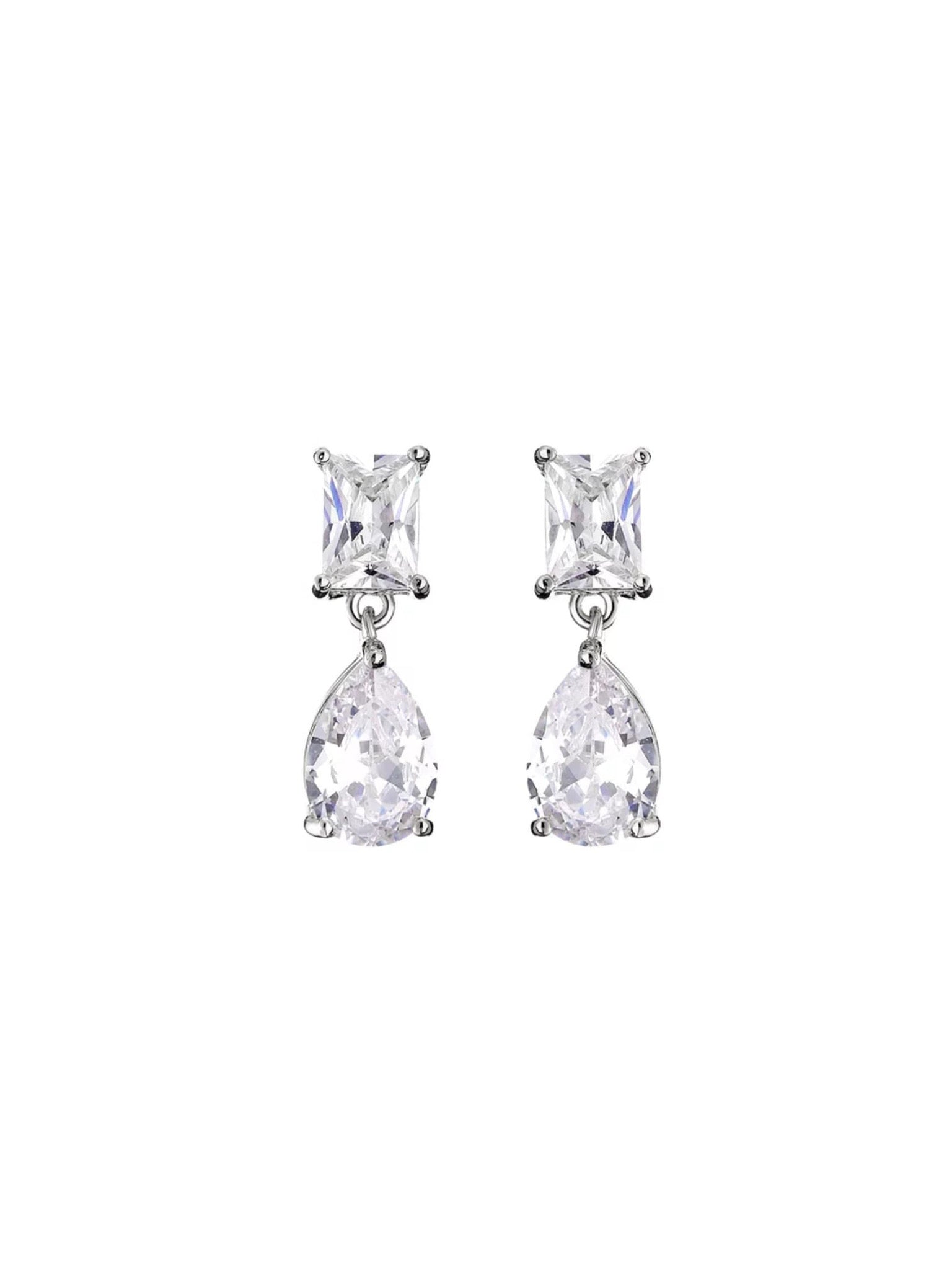 Aretes Rectángulo Gota Zirconia