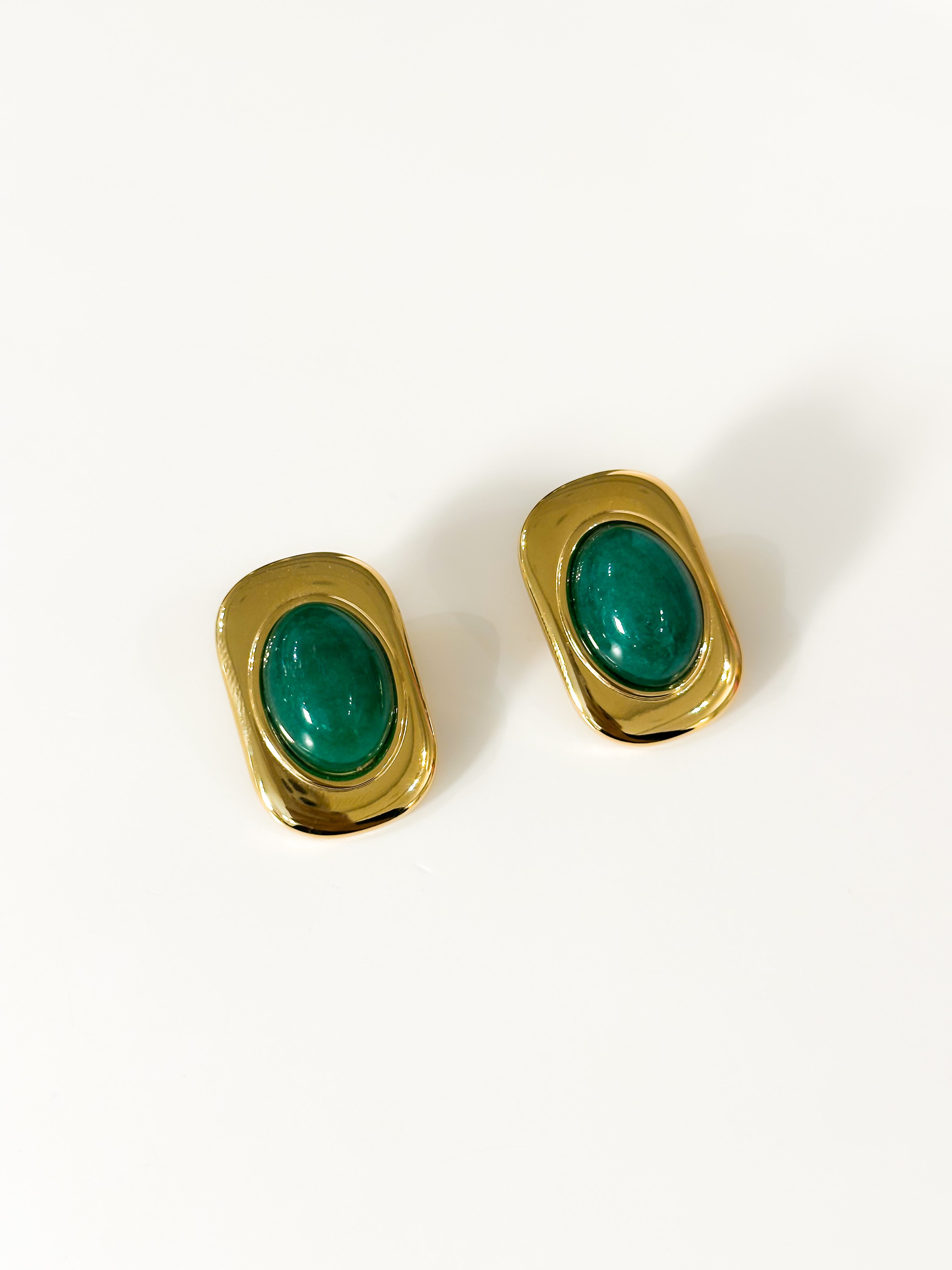 Aretes Oval Verde