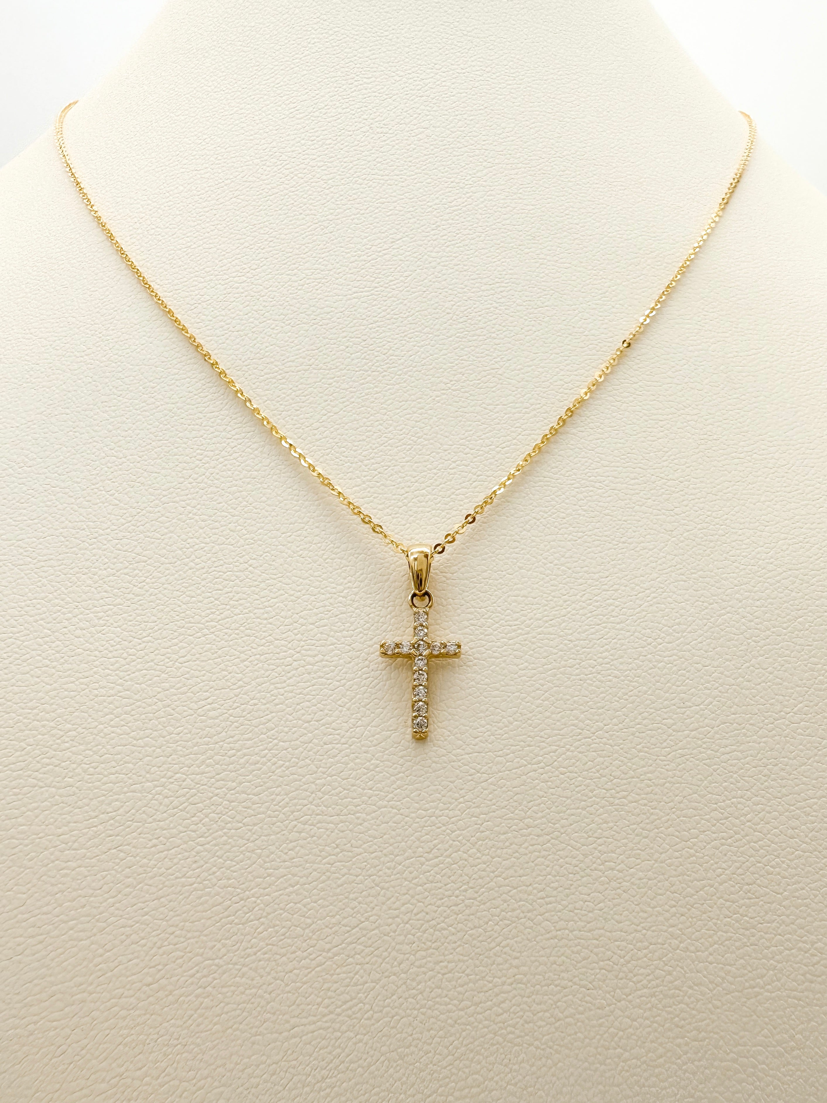 Cadena y Cruz Zirconias *Oro 14 Kilates