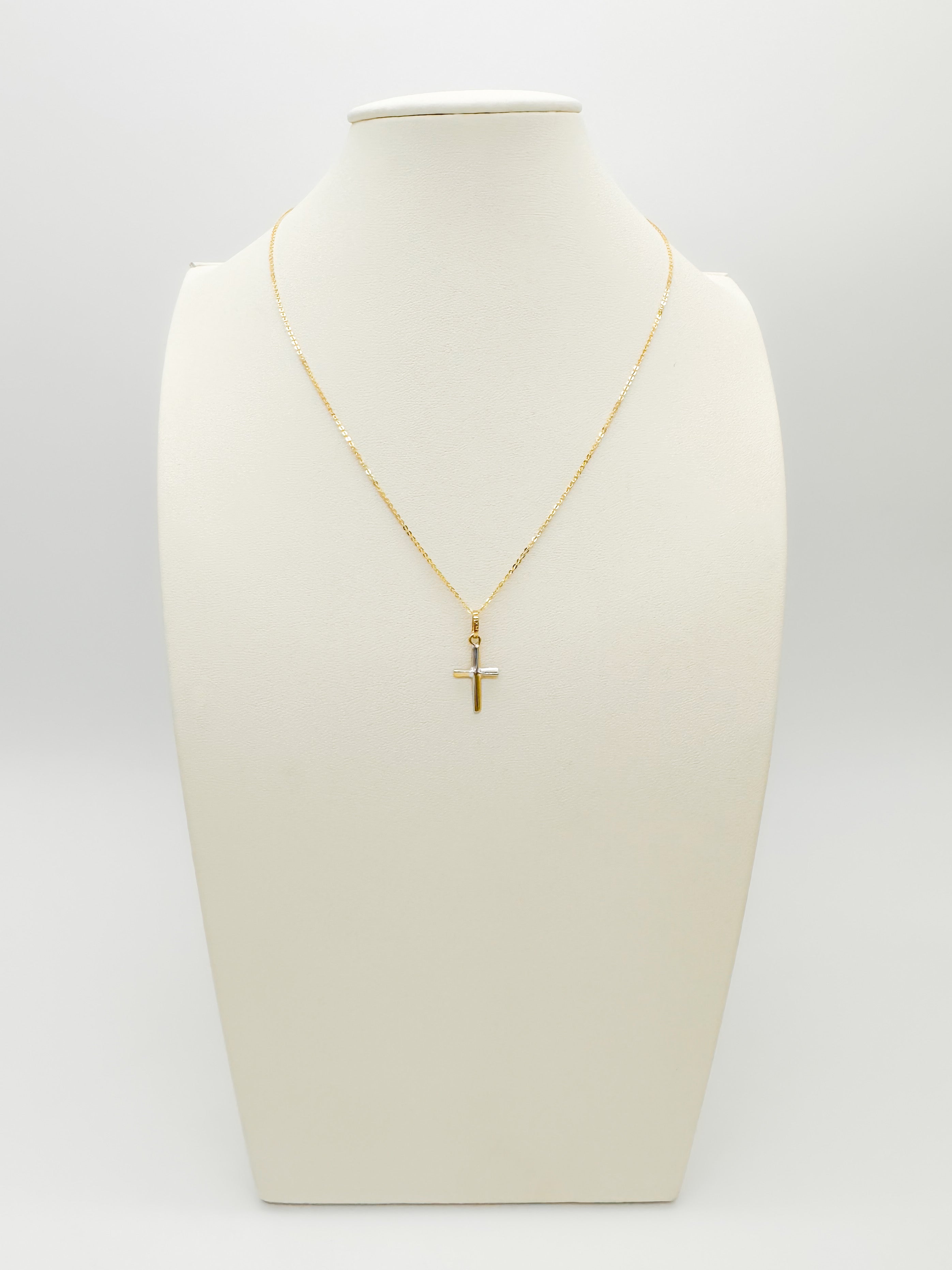 Cadena y Cruz Bicolor *Oro 14 Kilates