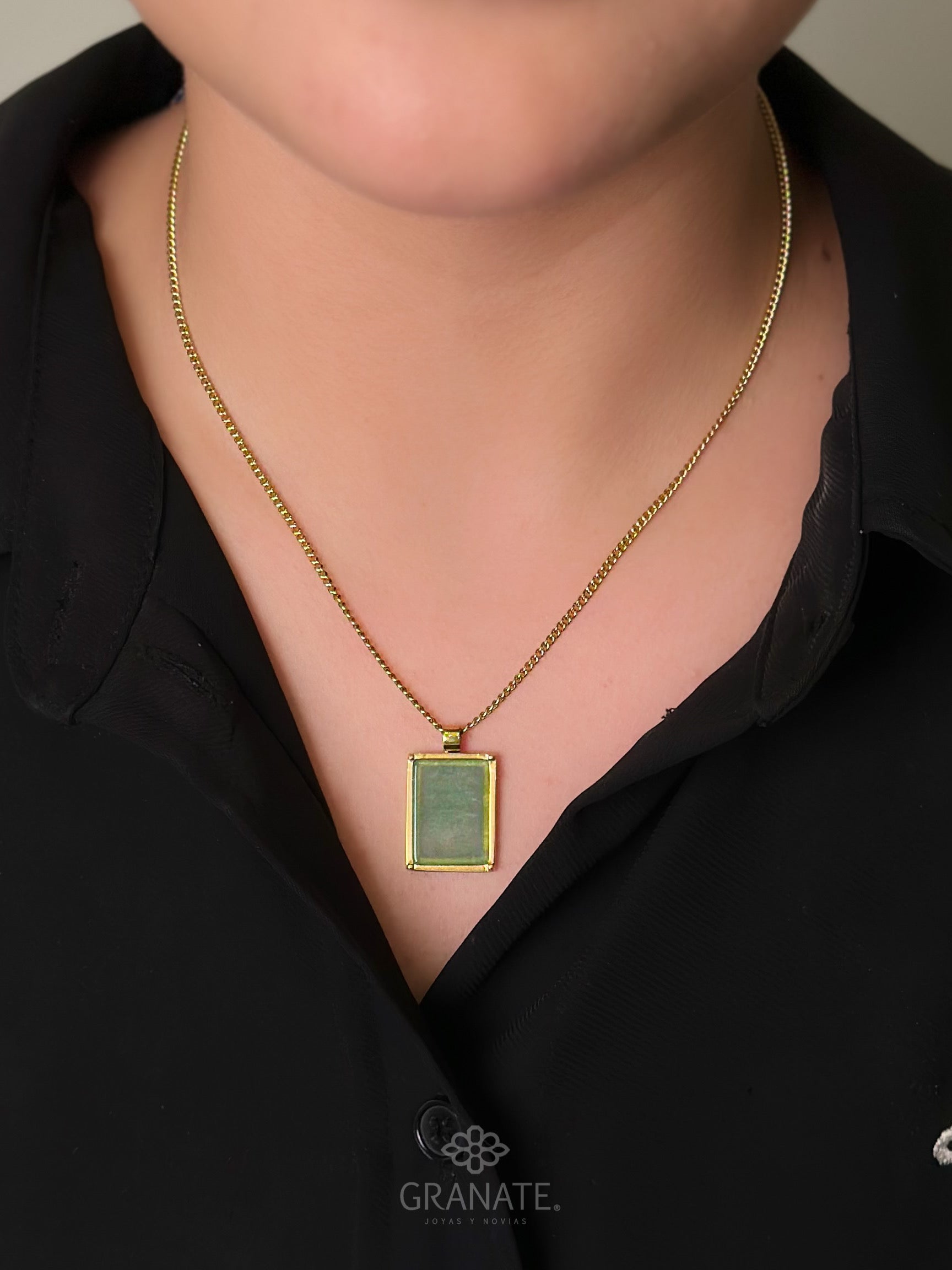 Collar Placa Piedra - Verde