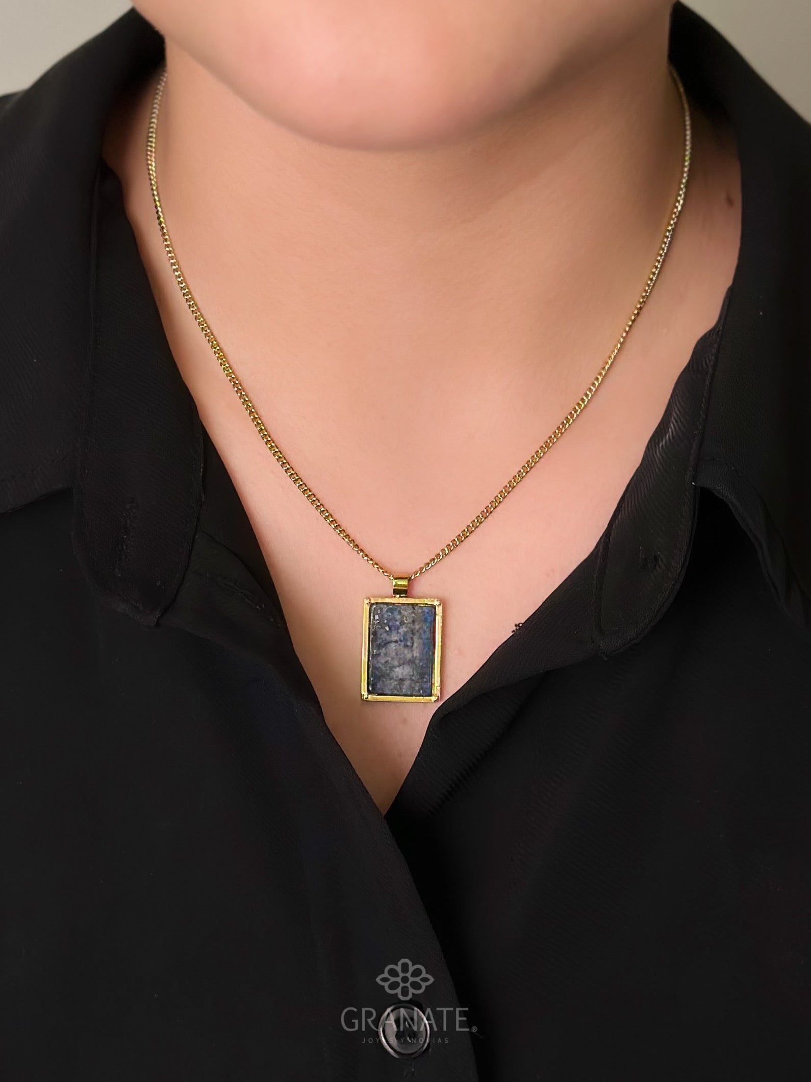 Collar Placa Piedra - Azul