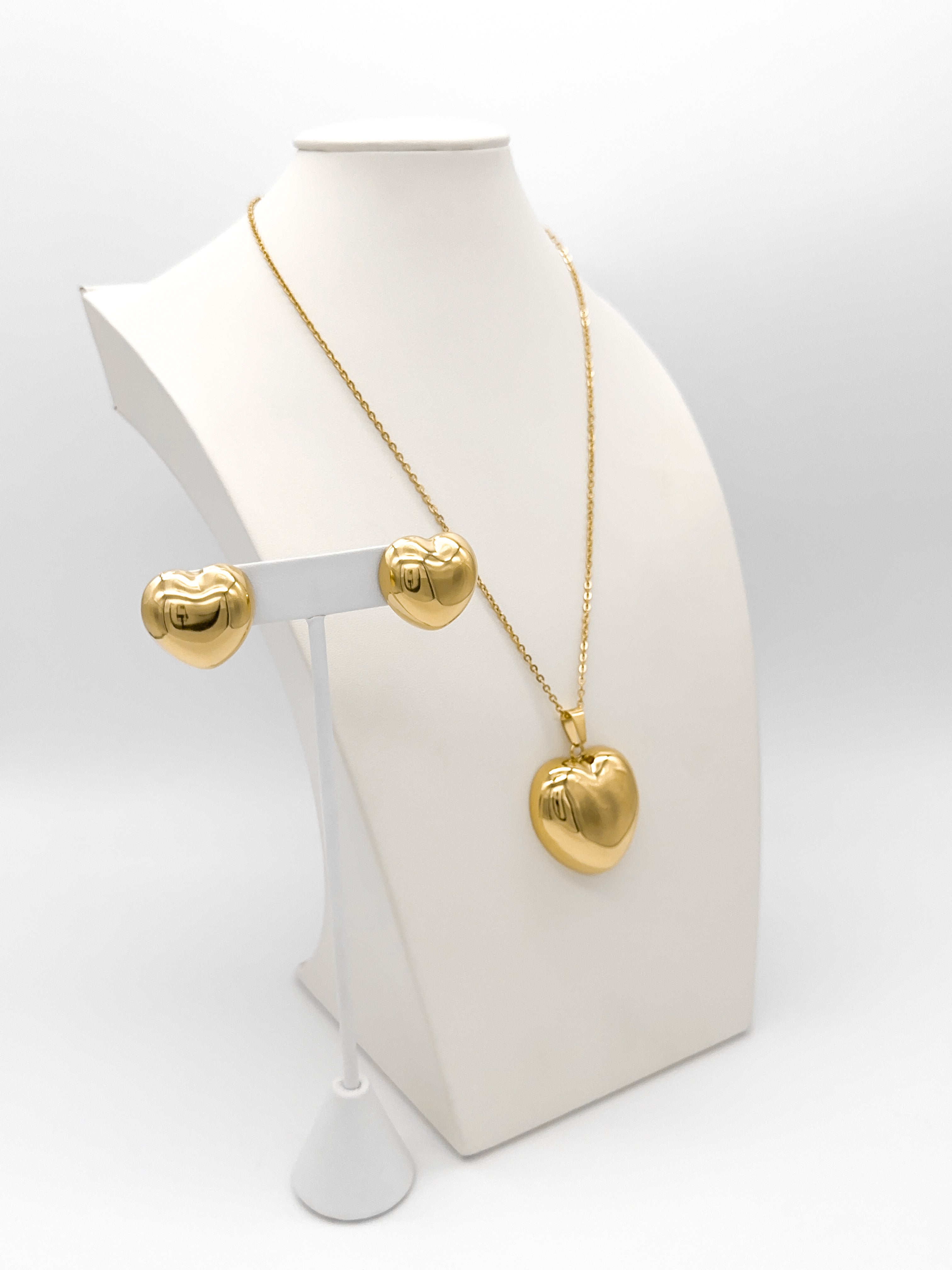 Juego Corazón Bombé Dorado