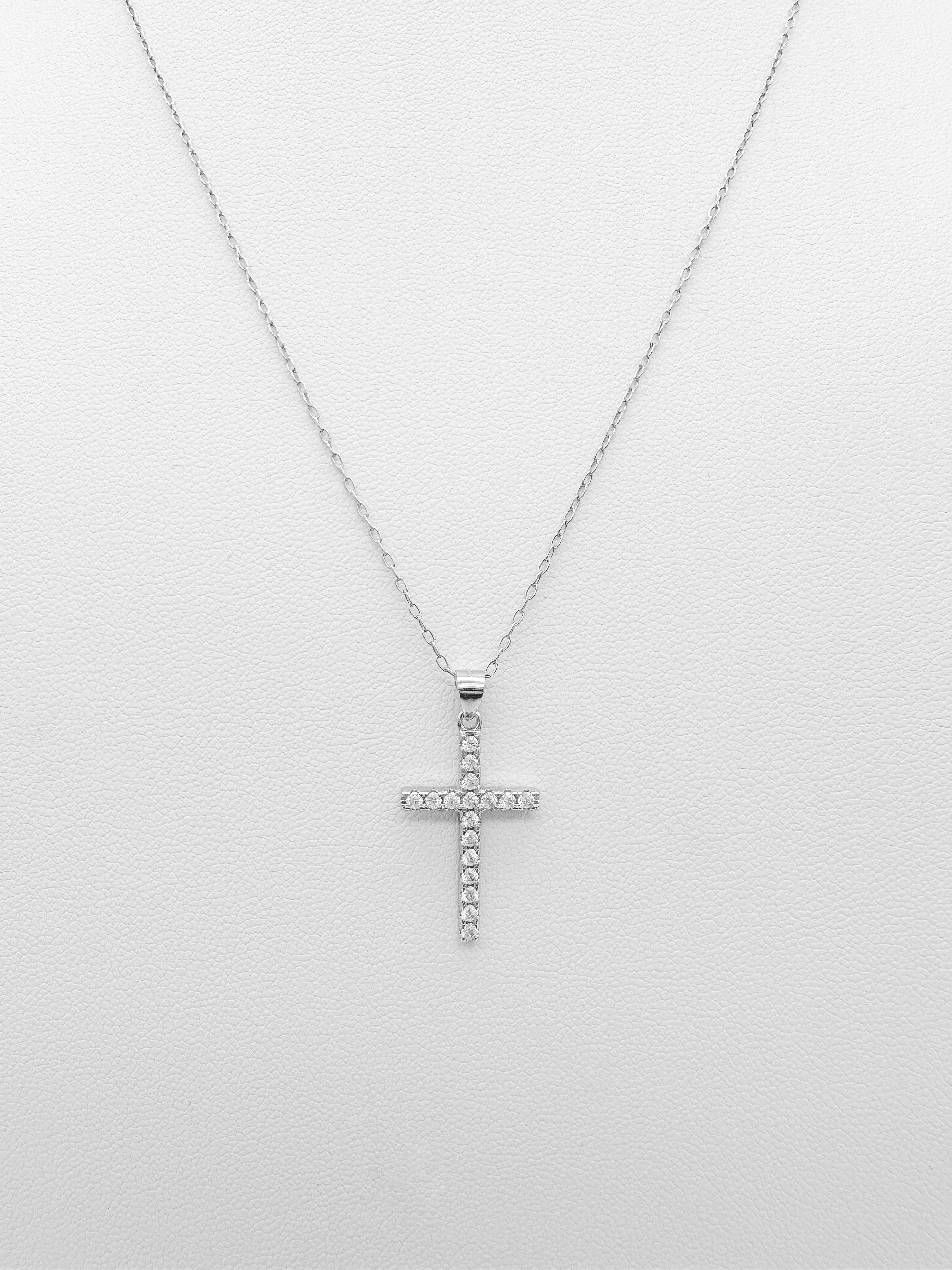 Collar Cruz Recta de Plata
