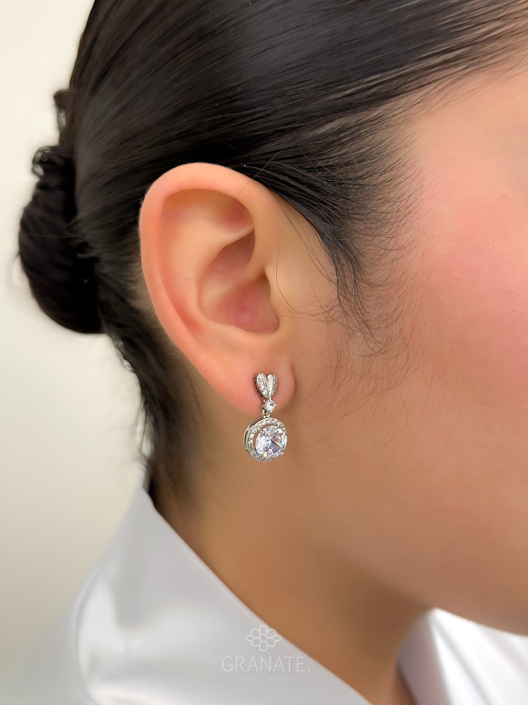 Aretes Solitario Colgante