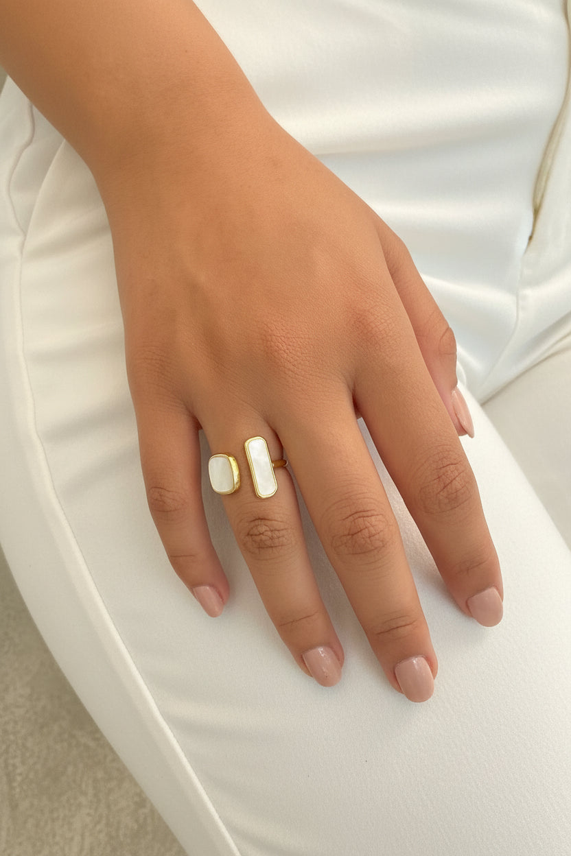 Anillo Madre Perla de Plata - Ajustable