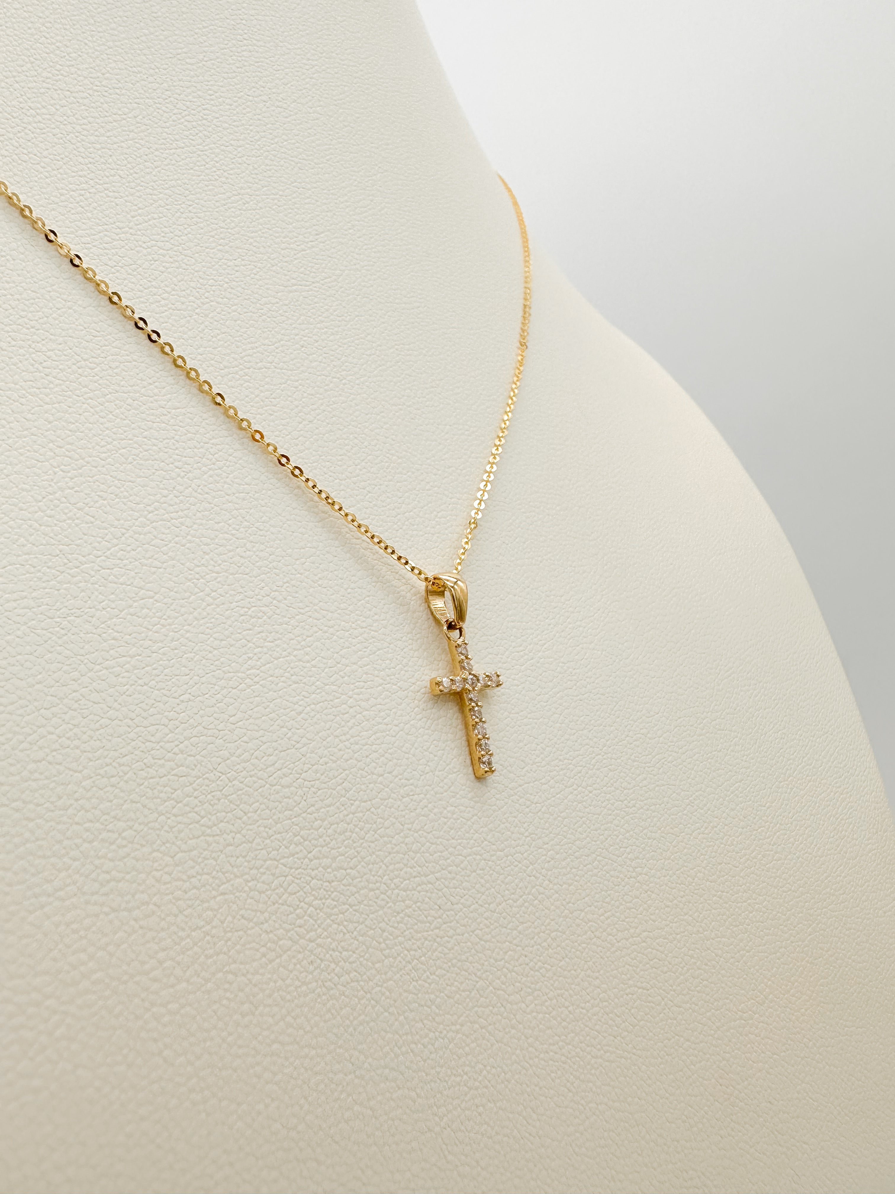 Cadena y Cruz Zirconias *Oro 14 Kilates