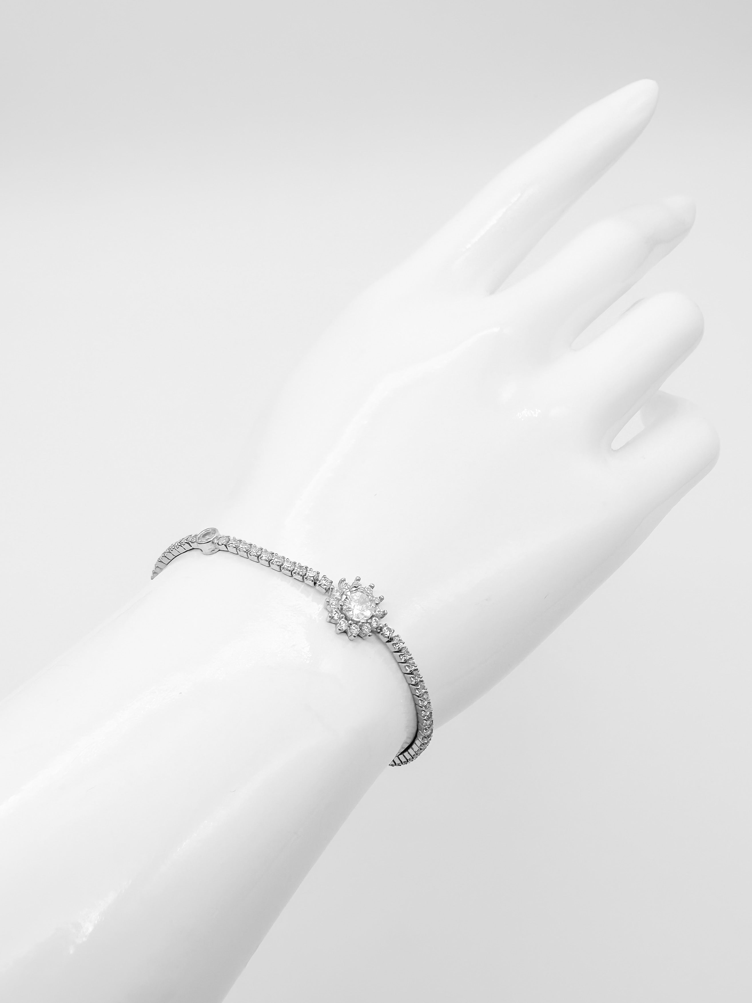 Pulsera Tennis Flor de Plata