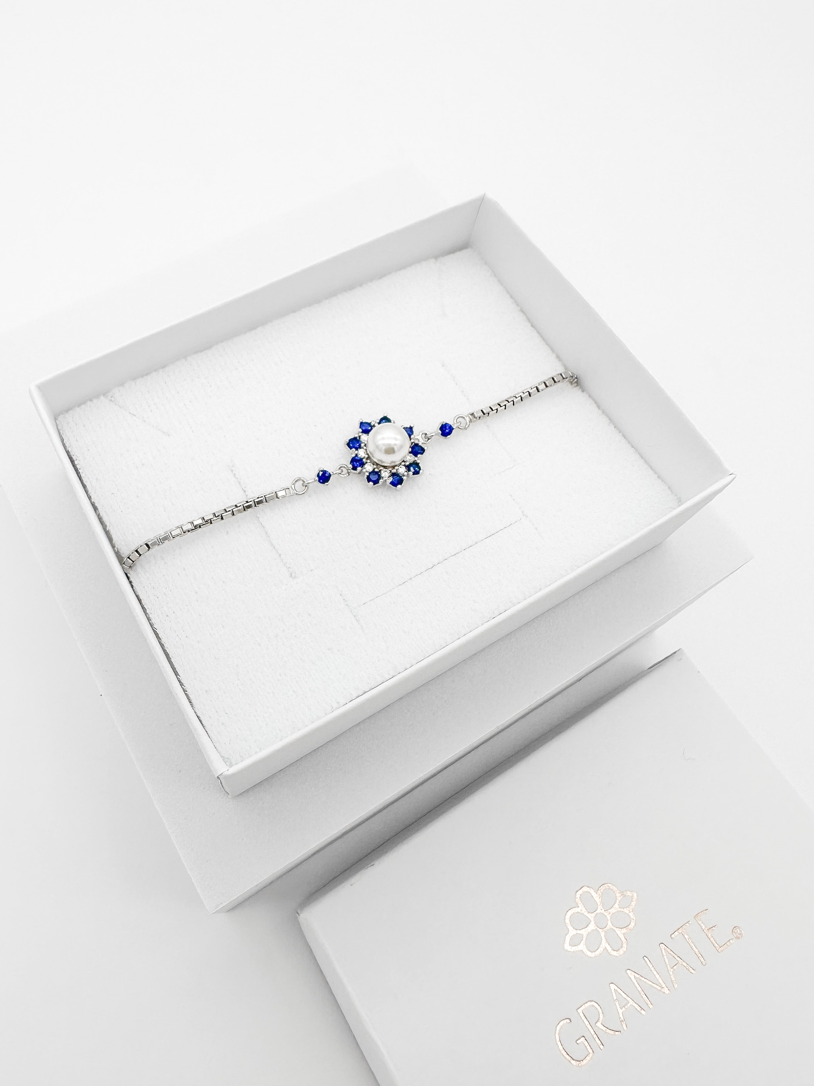 Pulsera Flor Perla de Plata