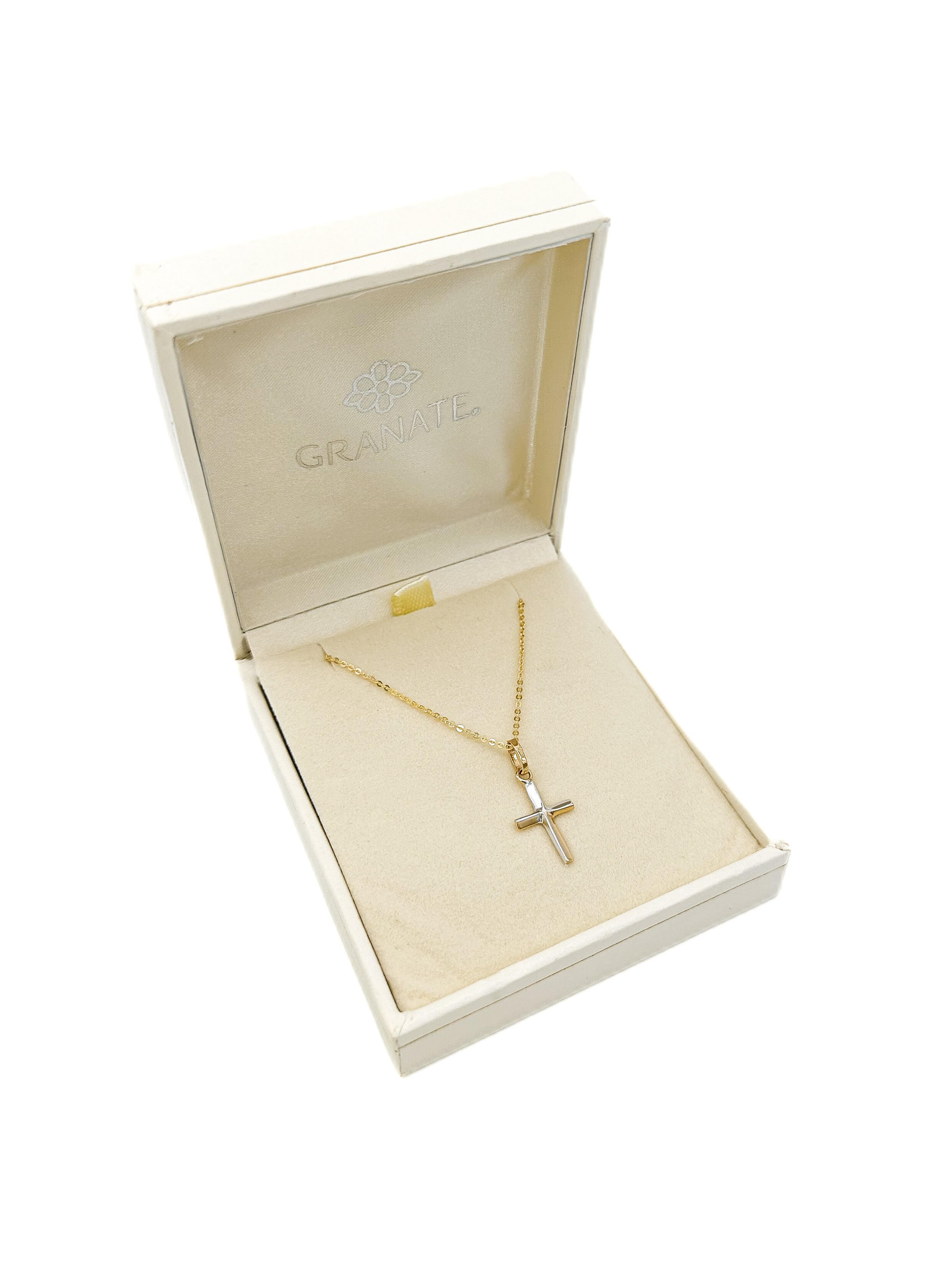 Cadena y Cruz Bicolor *Oro 14 Kilates