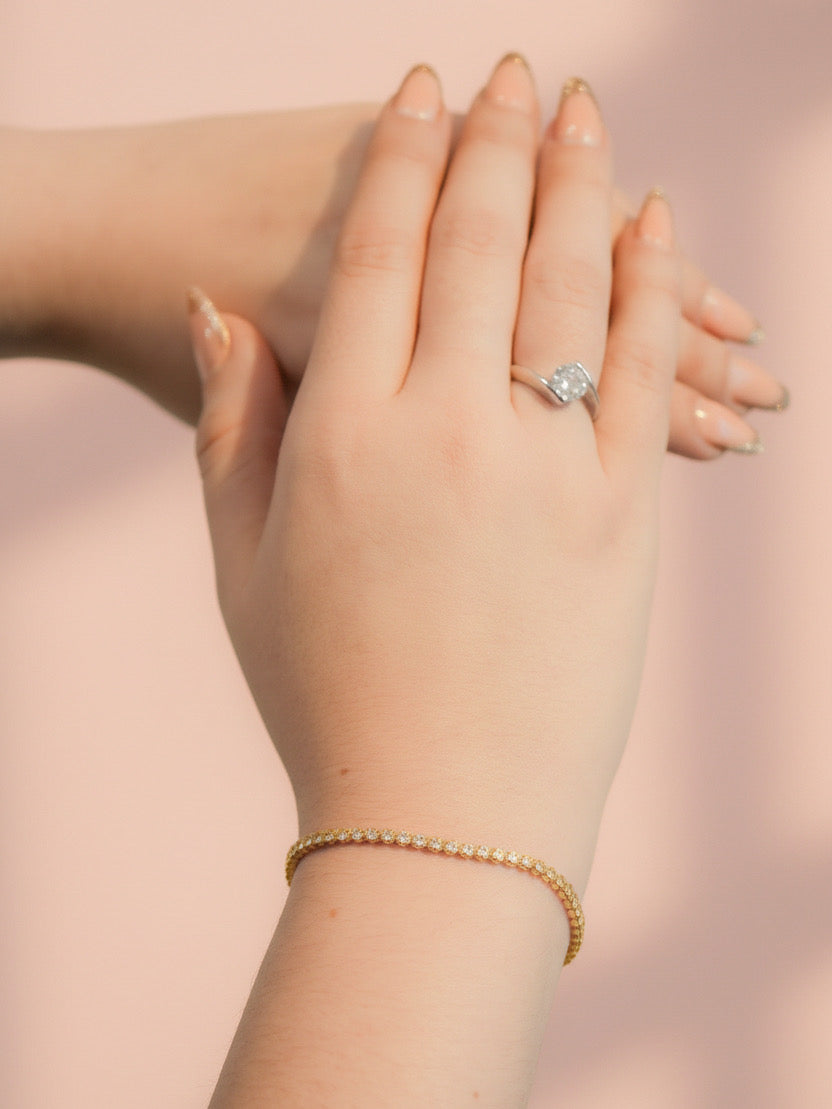 Pulsera Tennis Delgada - Dorado