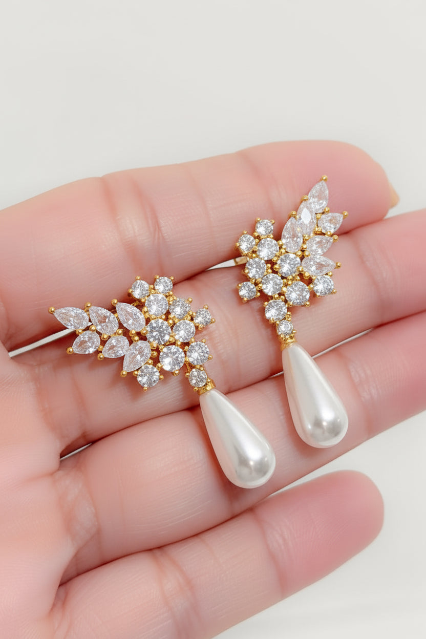 Aretes Estela Perla - Dorado