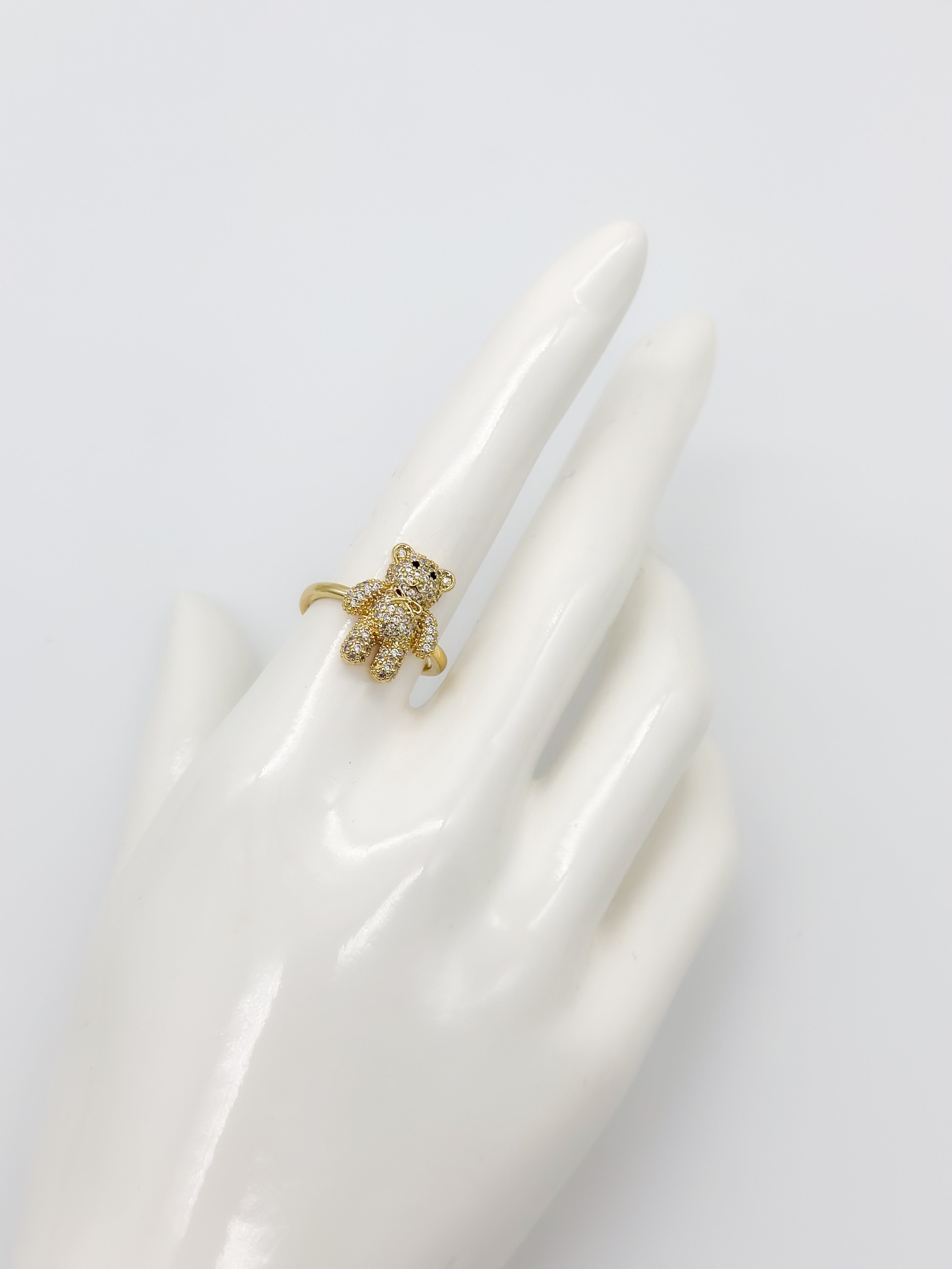 Anillo Ajustable Oso Cristales