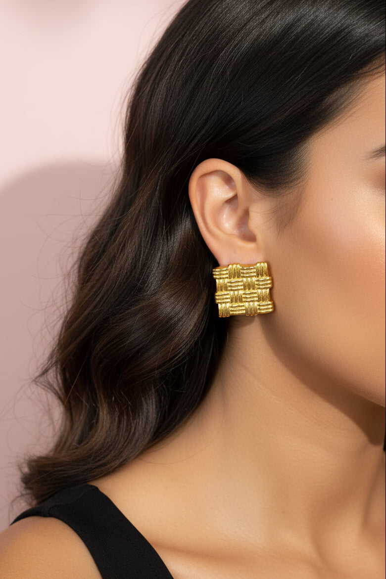Aretes Tejido Cuadrado