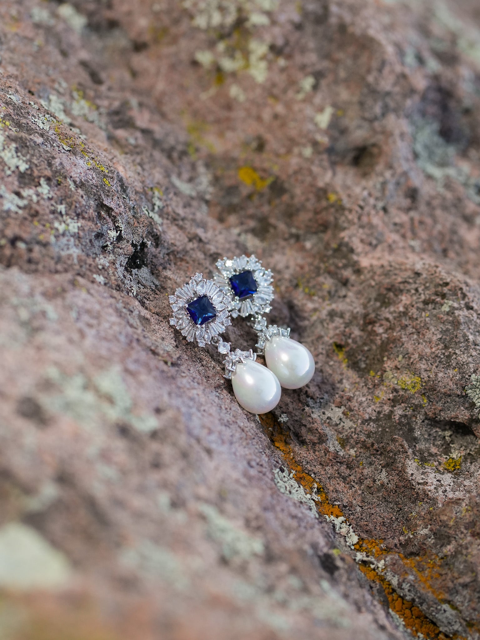 Aretes Zafiro Gota Perla