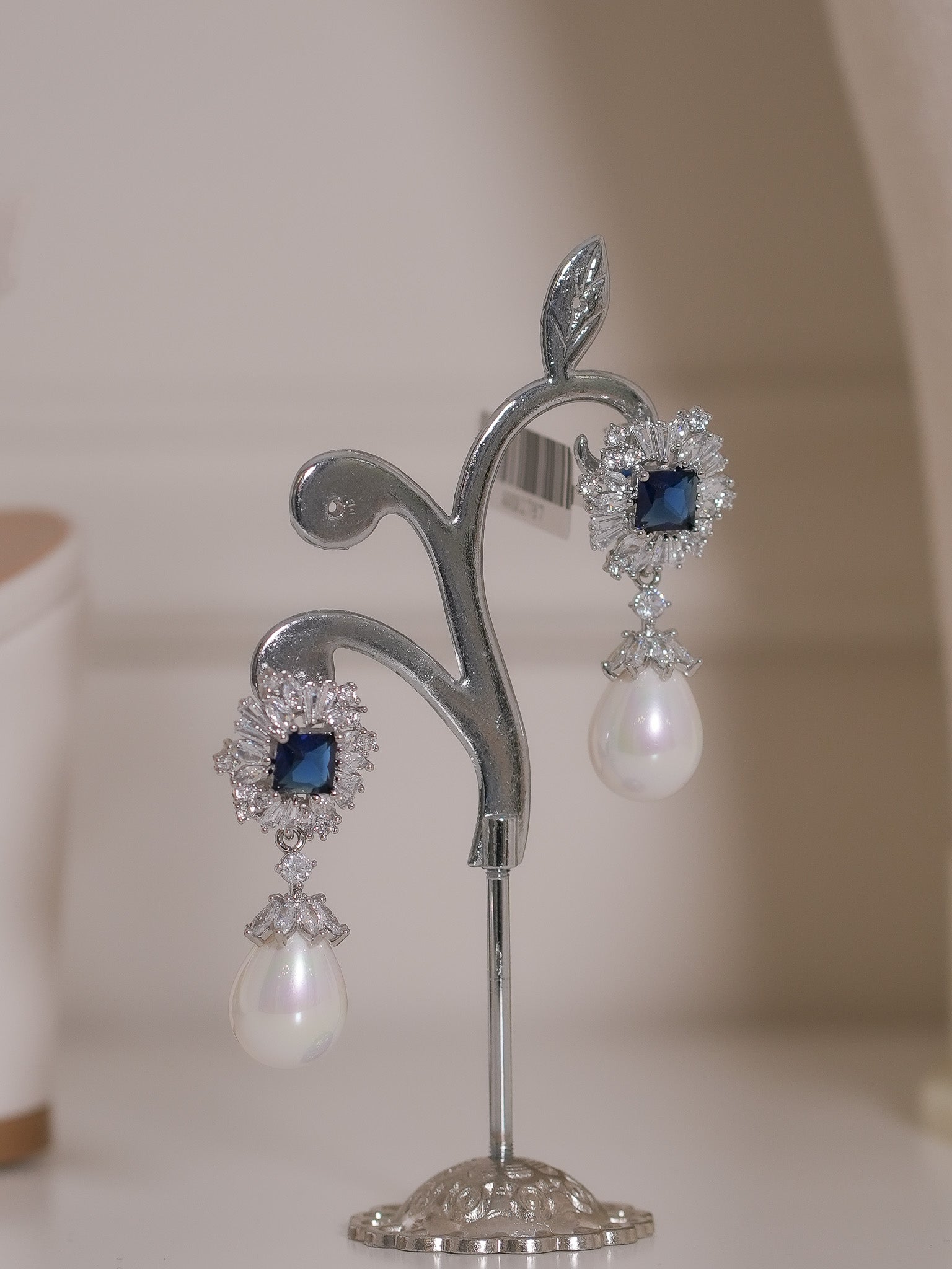 Aretes Zafiro Gota Perla
