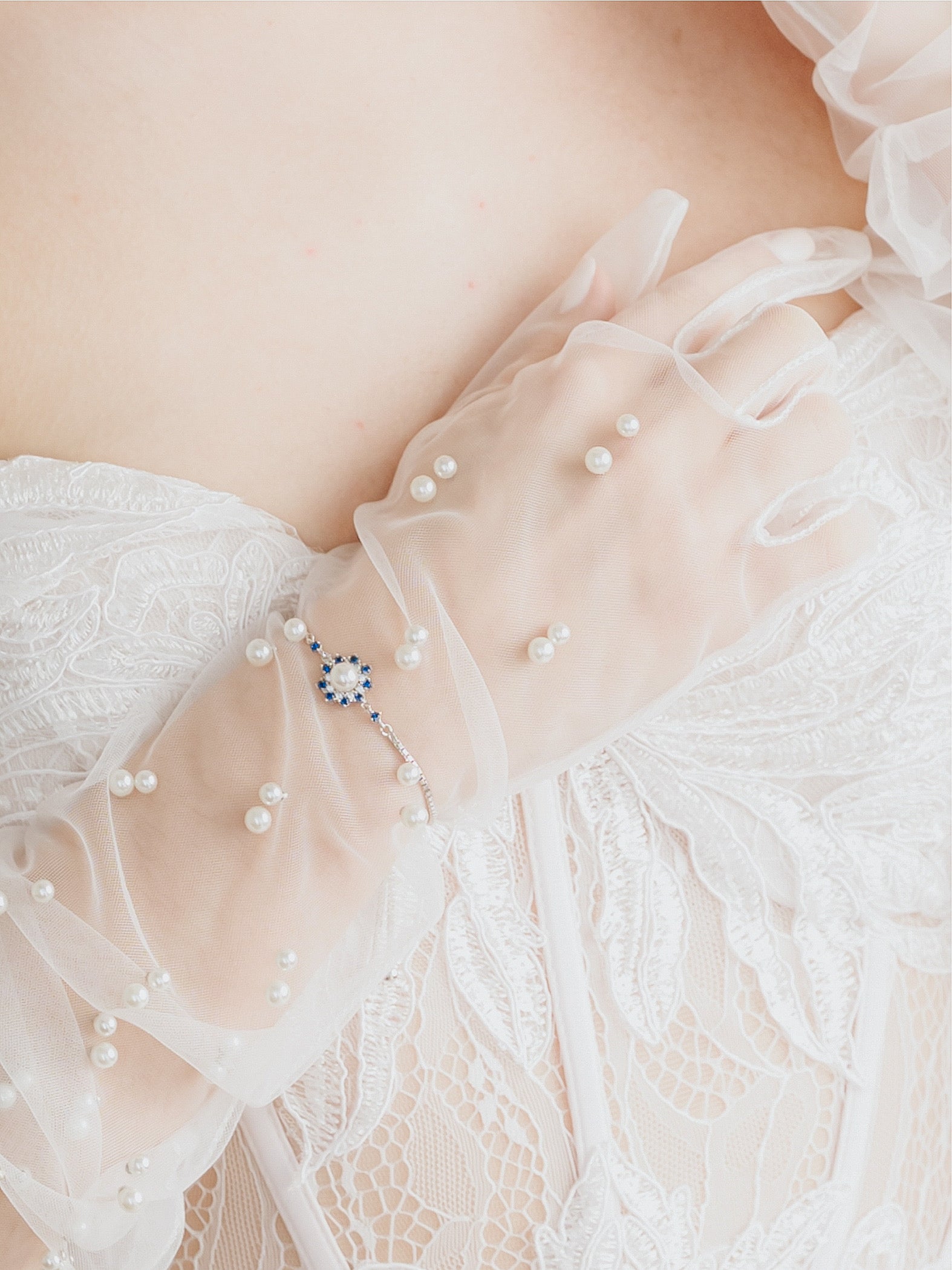 Pulsera Flor Perla de Plata