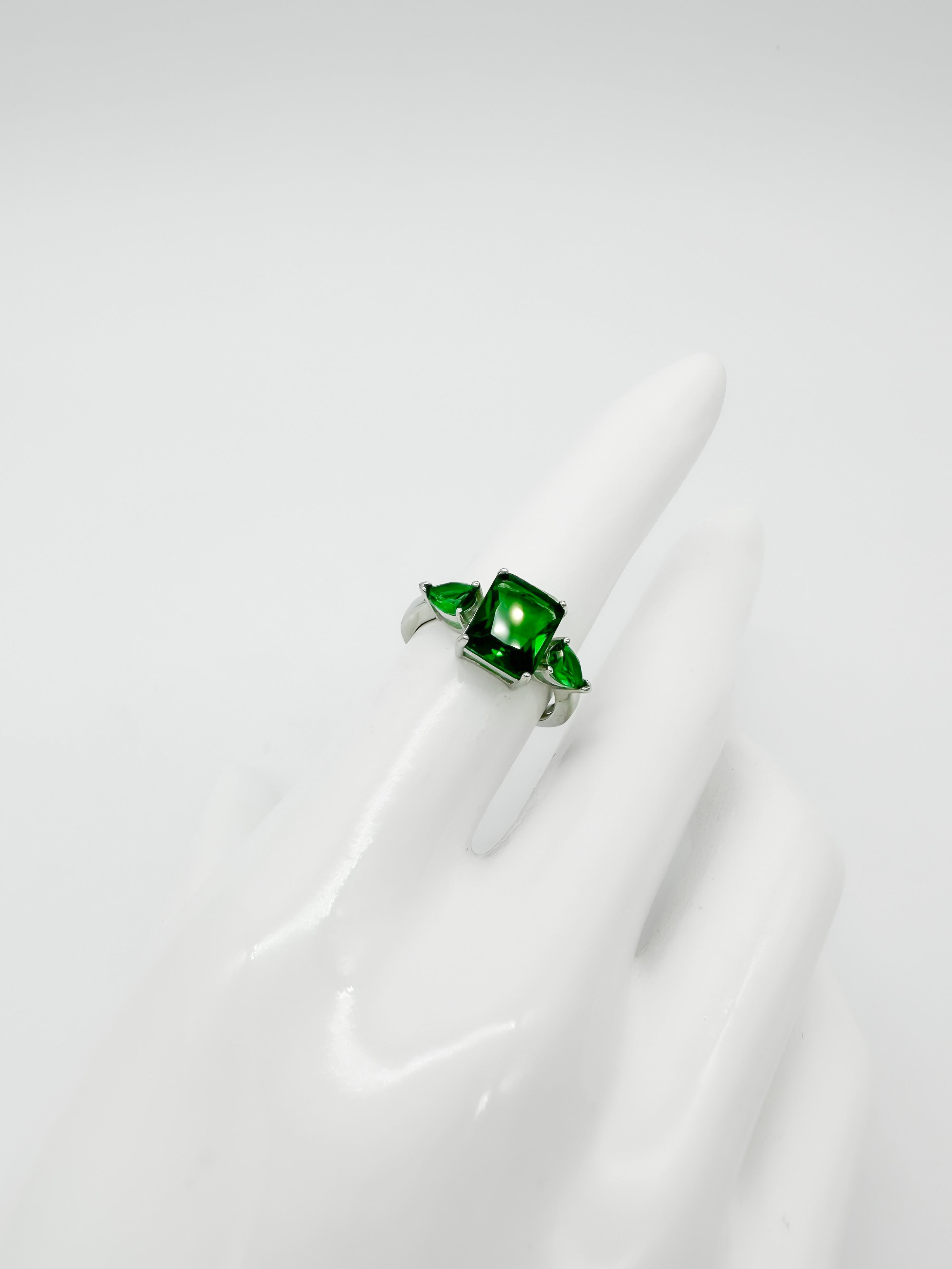 Anillo Rectángulo Gotas de Plata