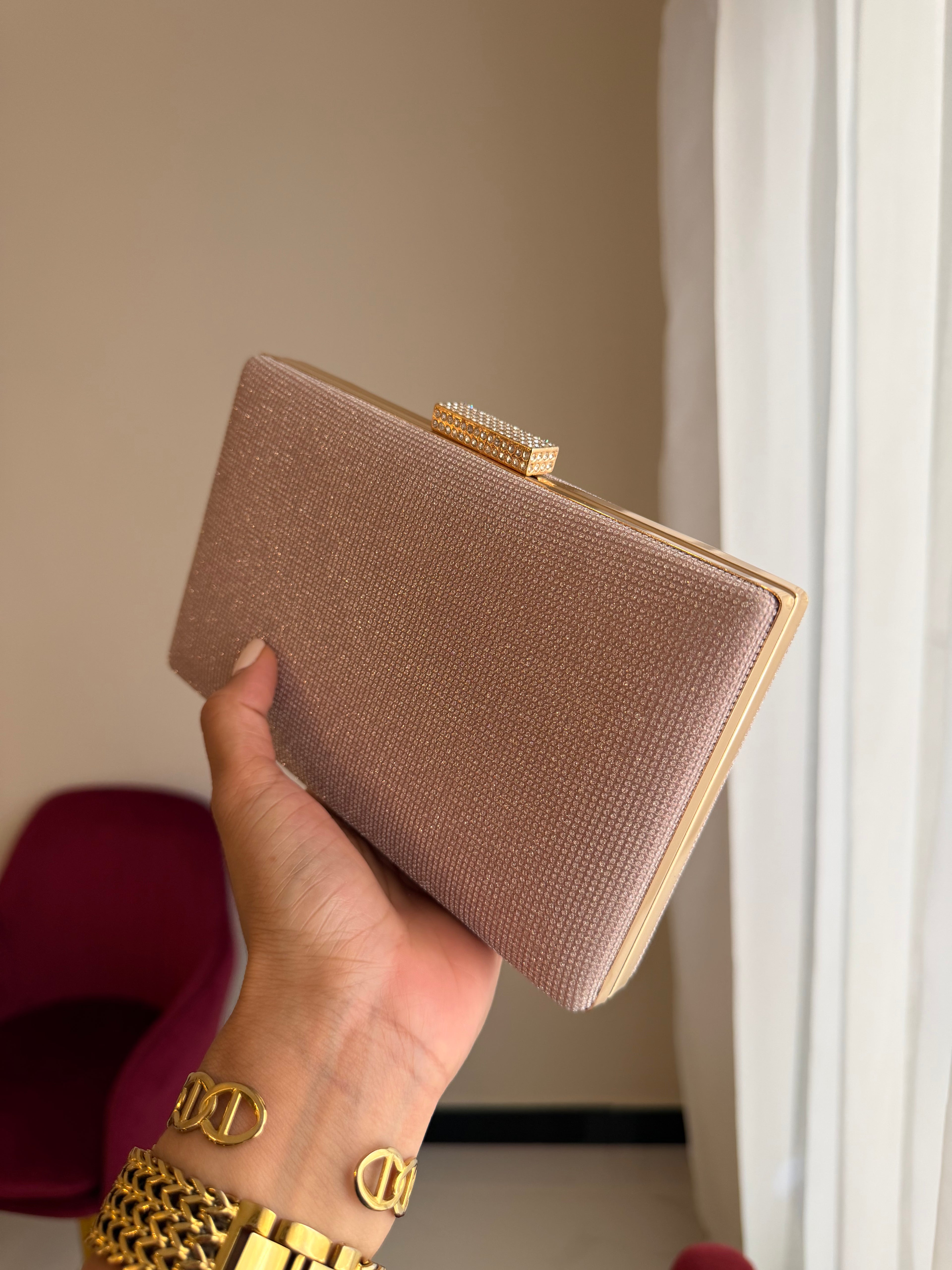 Bolso Rectangular Brillo - Oro Rosa