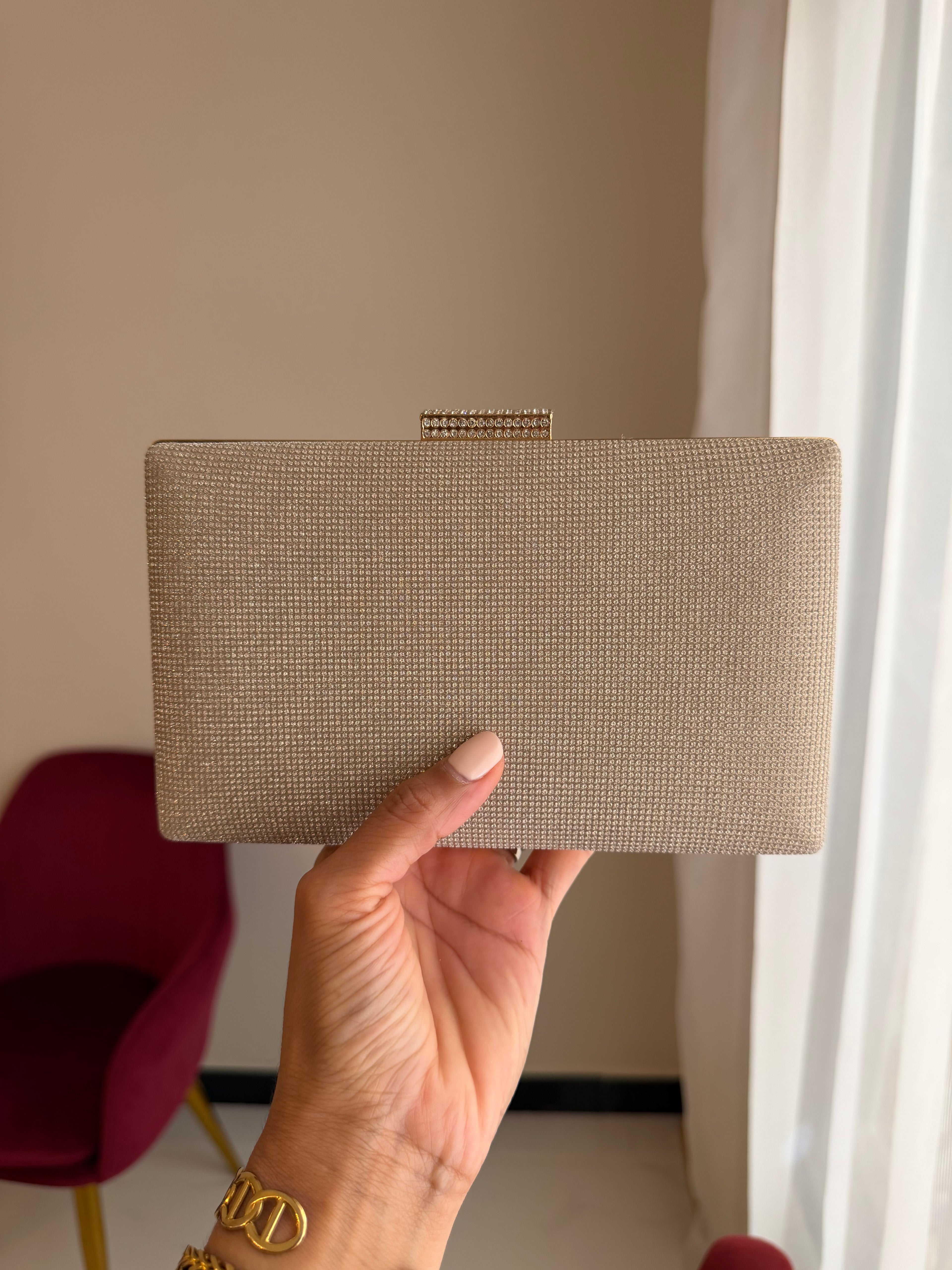 Bolso Rectangular Brillo - Dorado