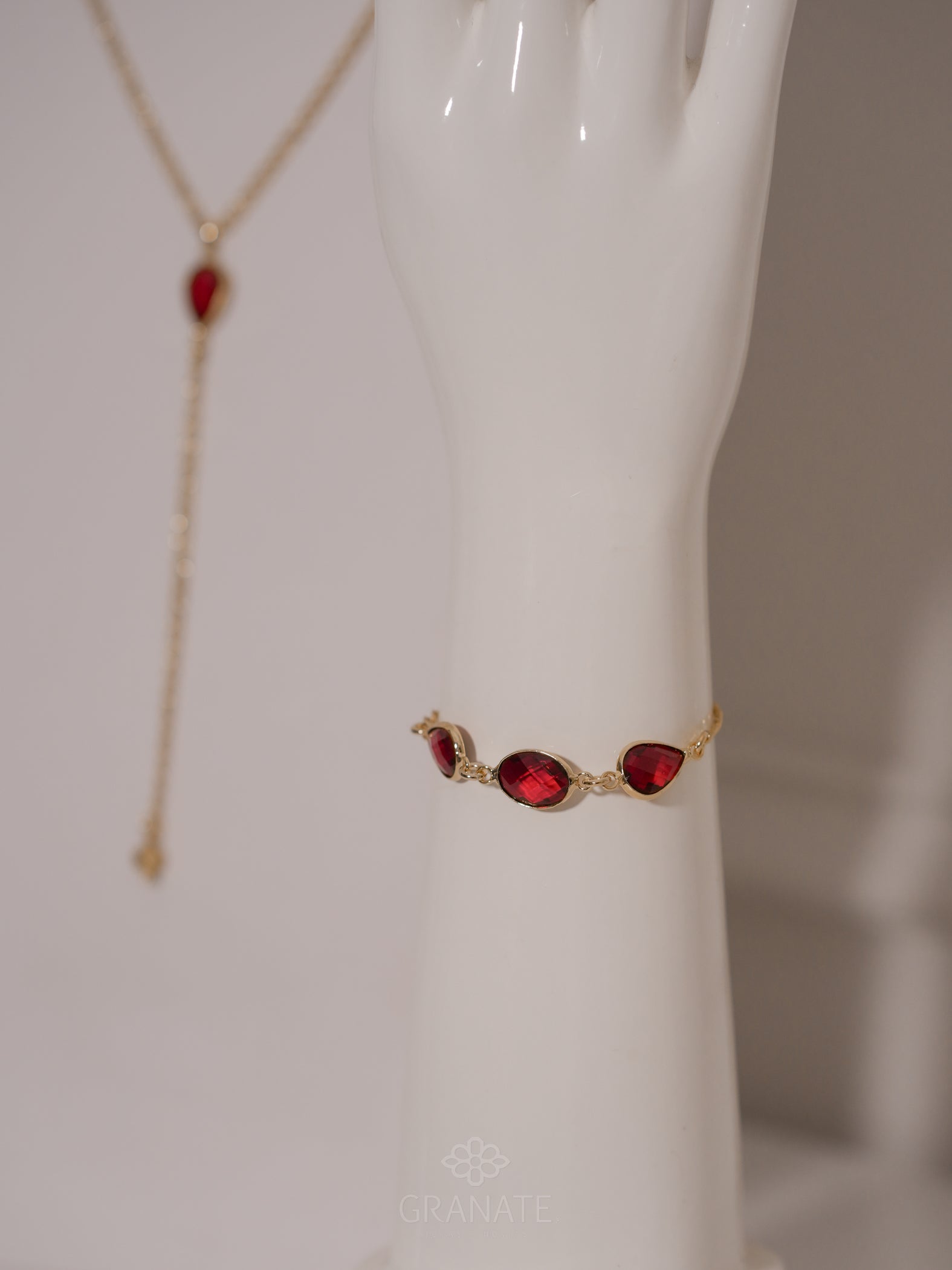 Pulsera 3 Cristales Burgundy