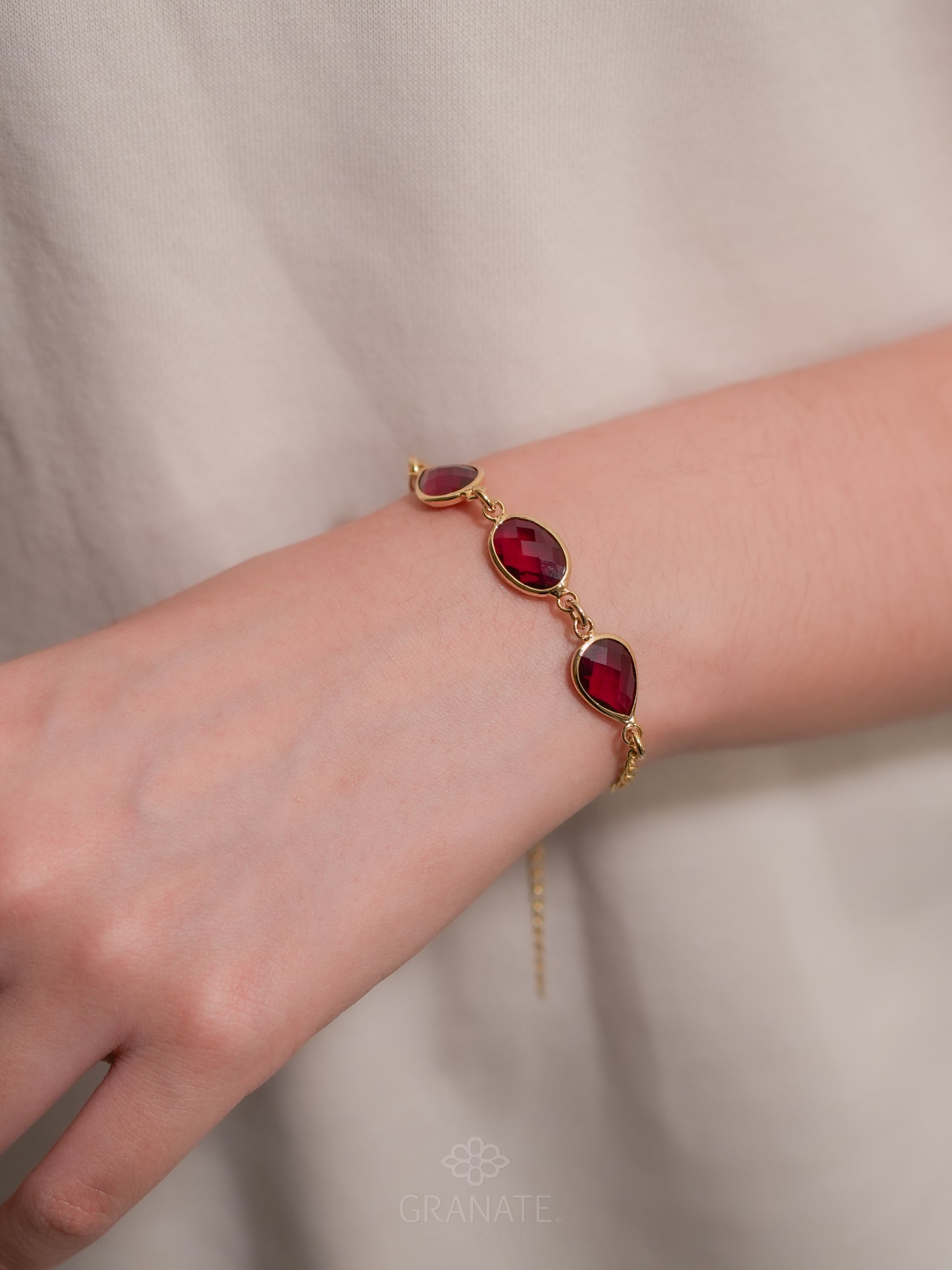 Pulsera 3 Cristales Burgundy