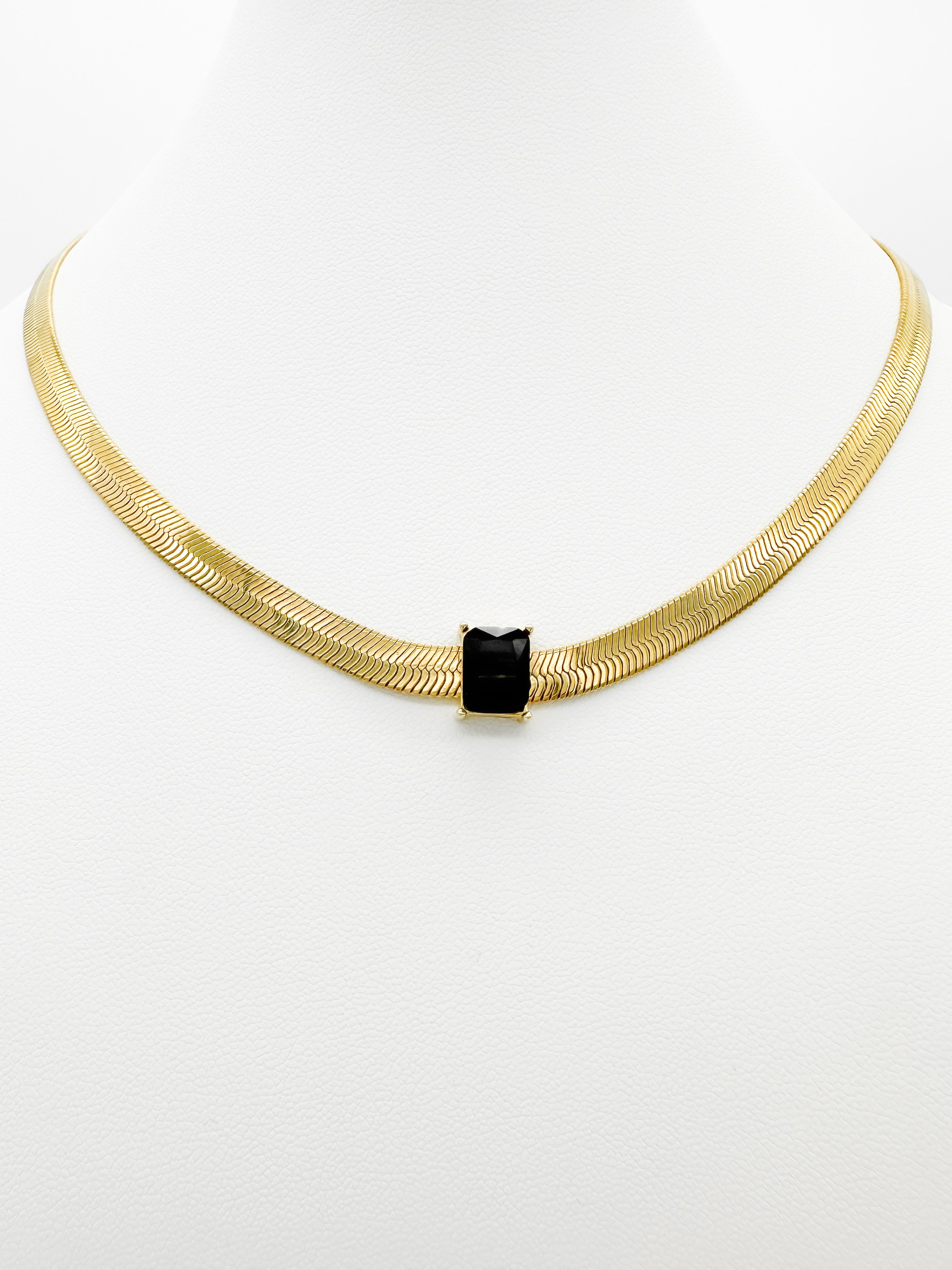 Collar Snake Cristal - Negro
