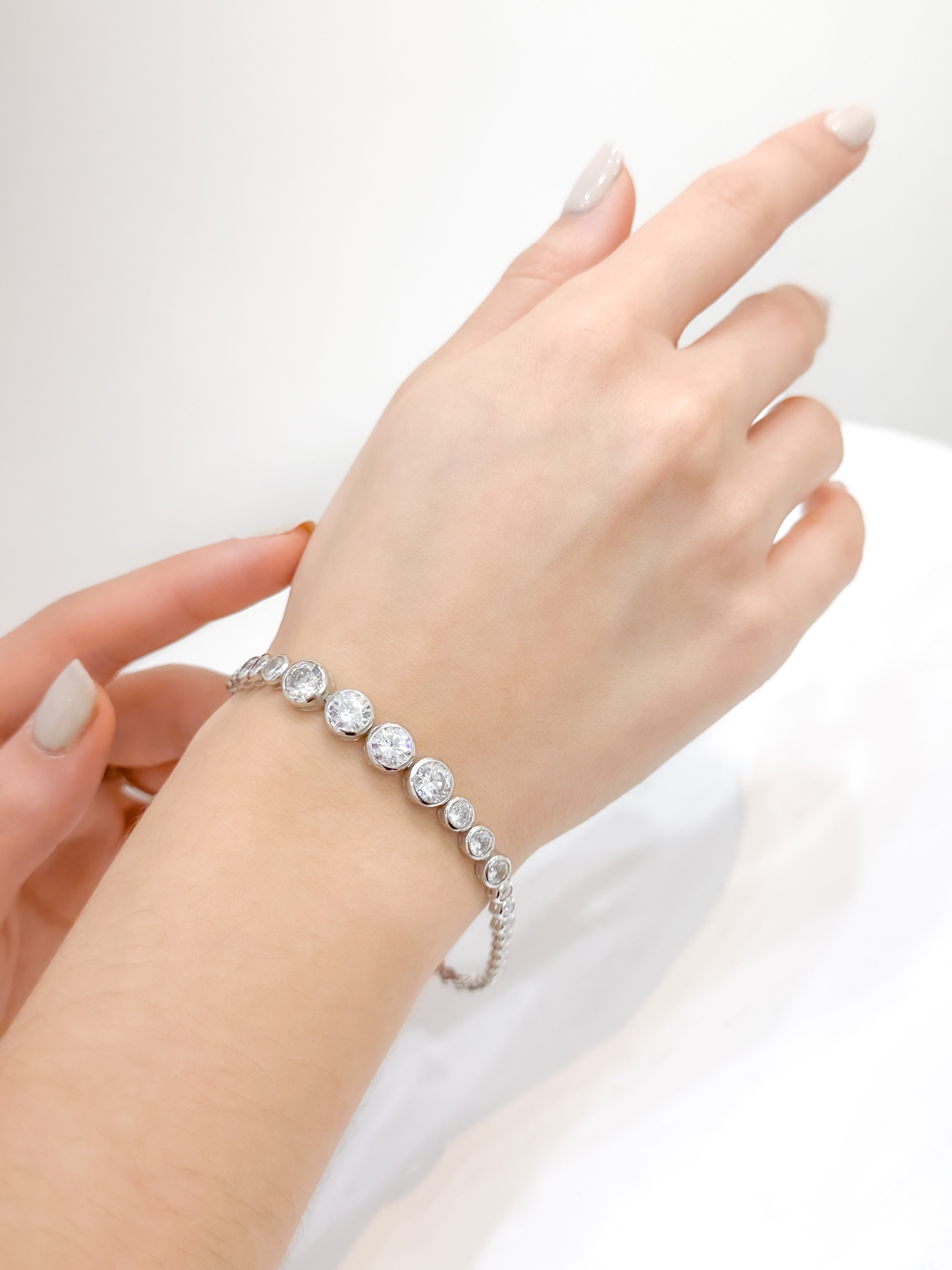 Pulsera Zirconias Redondas de Plata