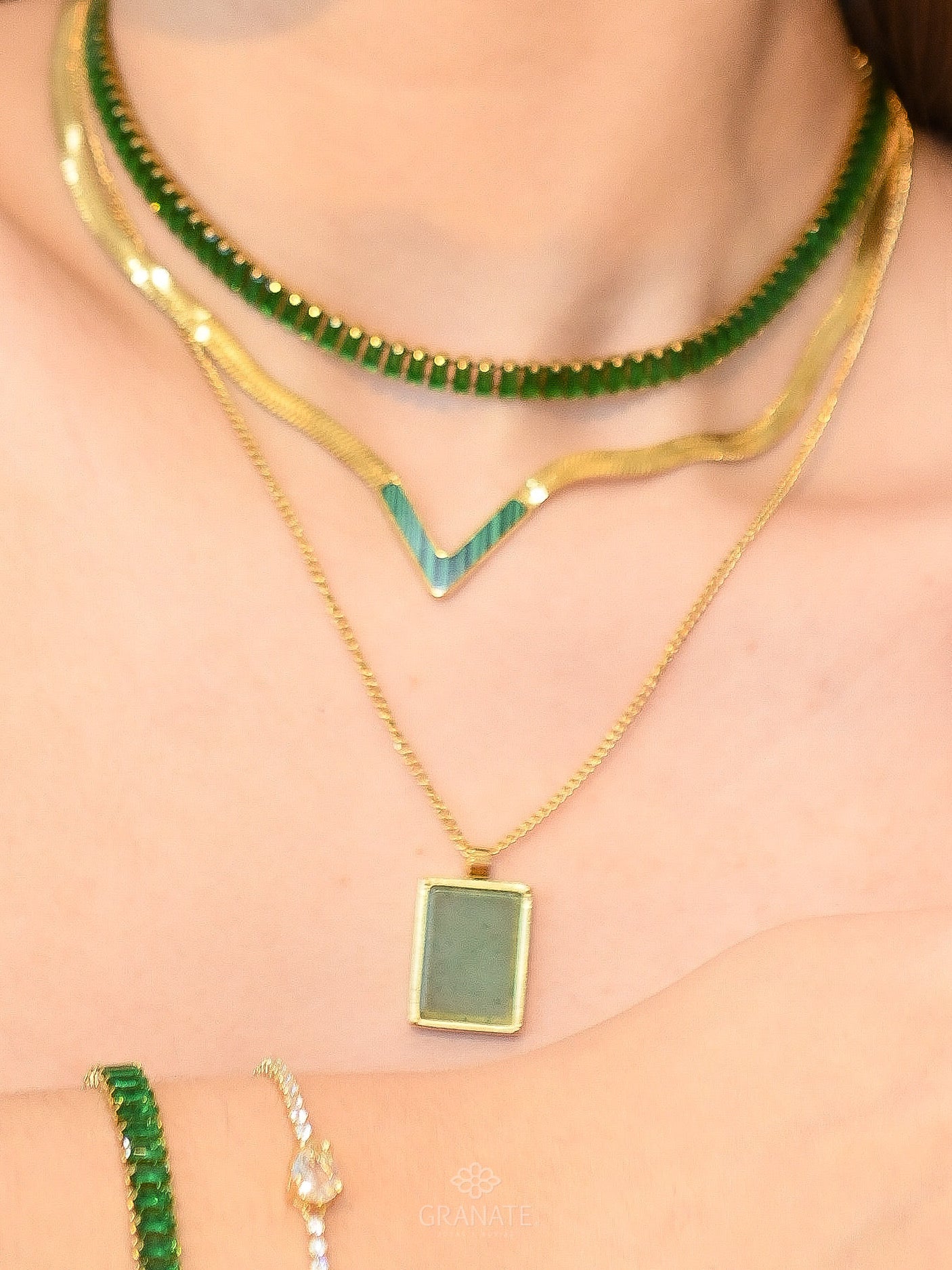 Collar Placa Piedra - Verde