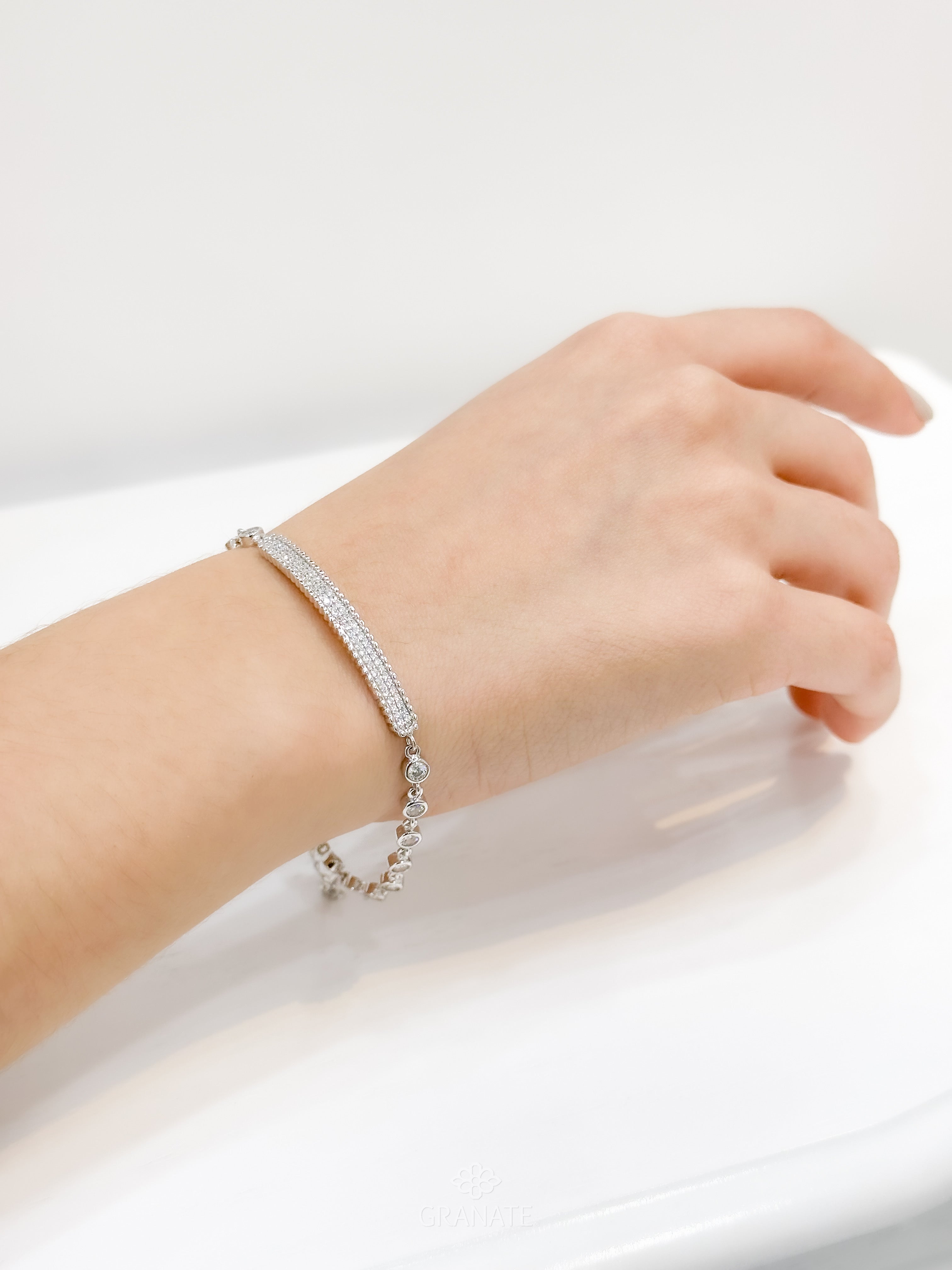 Pulsera Barra Pavé de Plata