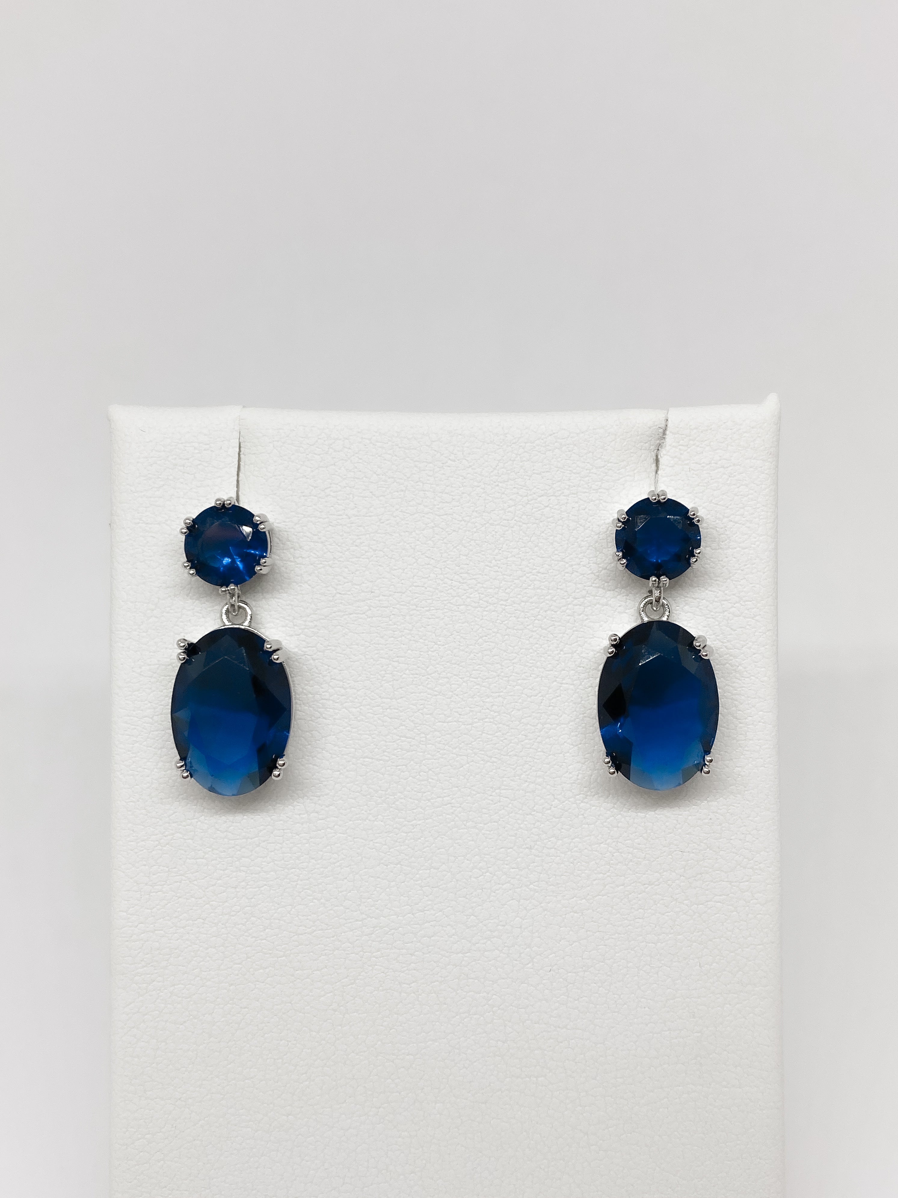 Aretes Punto Ovalo - Azul