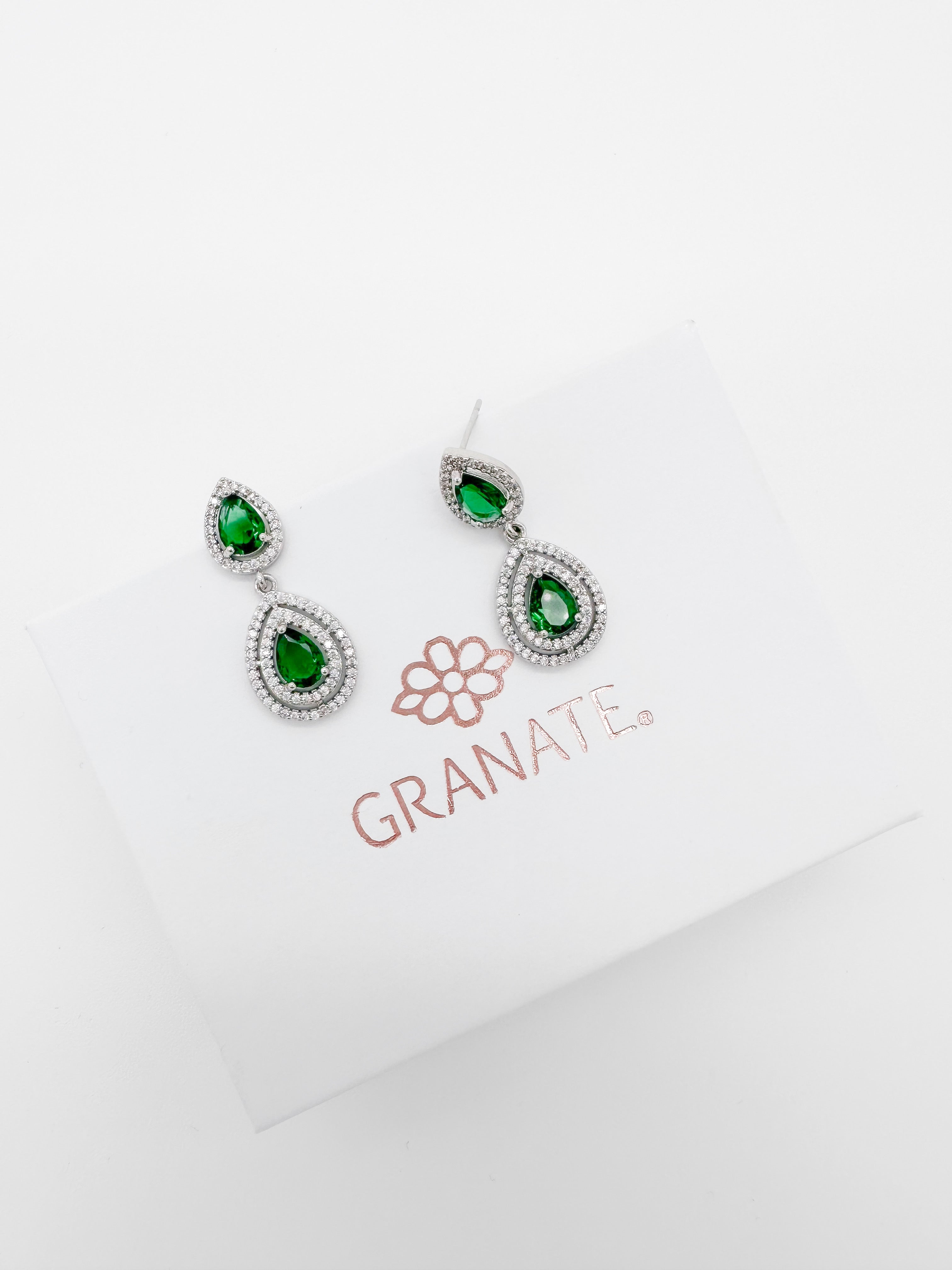 Aretes Doble Gota - Verde