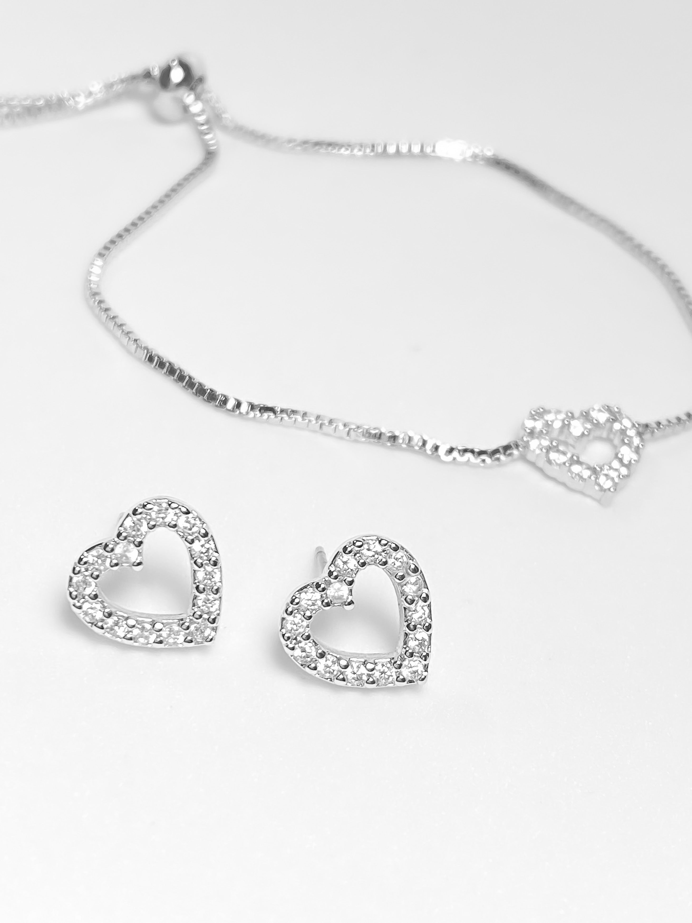 Aretes Corazón Plateado