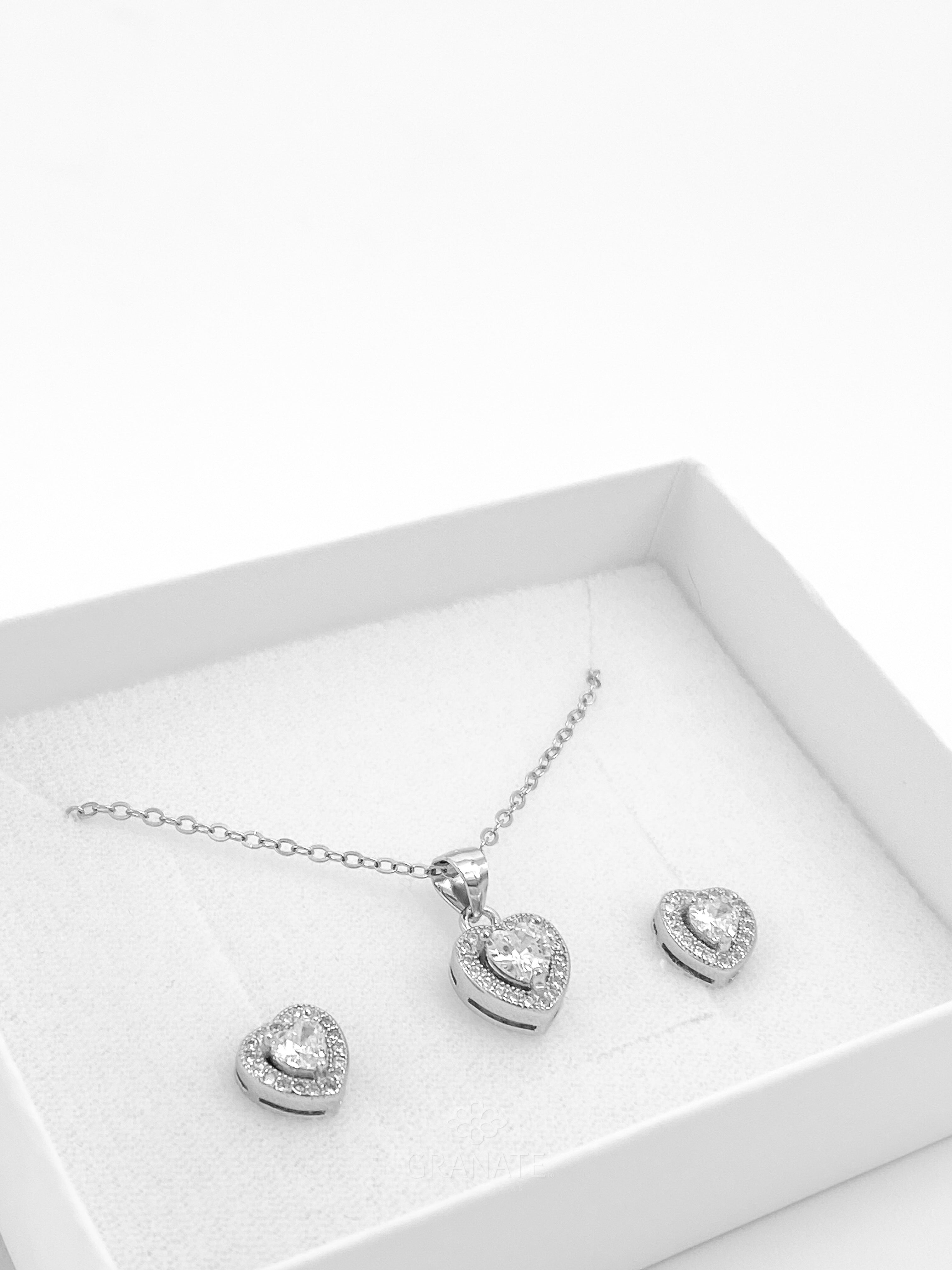 Juego Corazón Zirconia de Plata