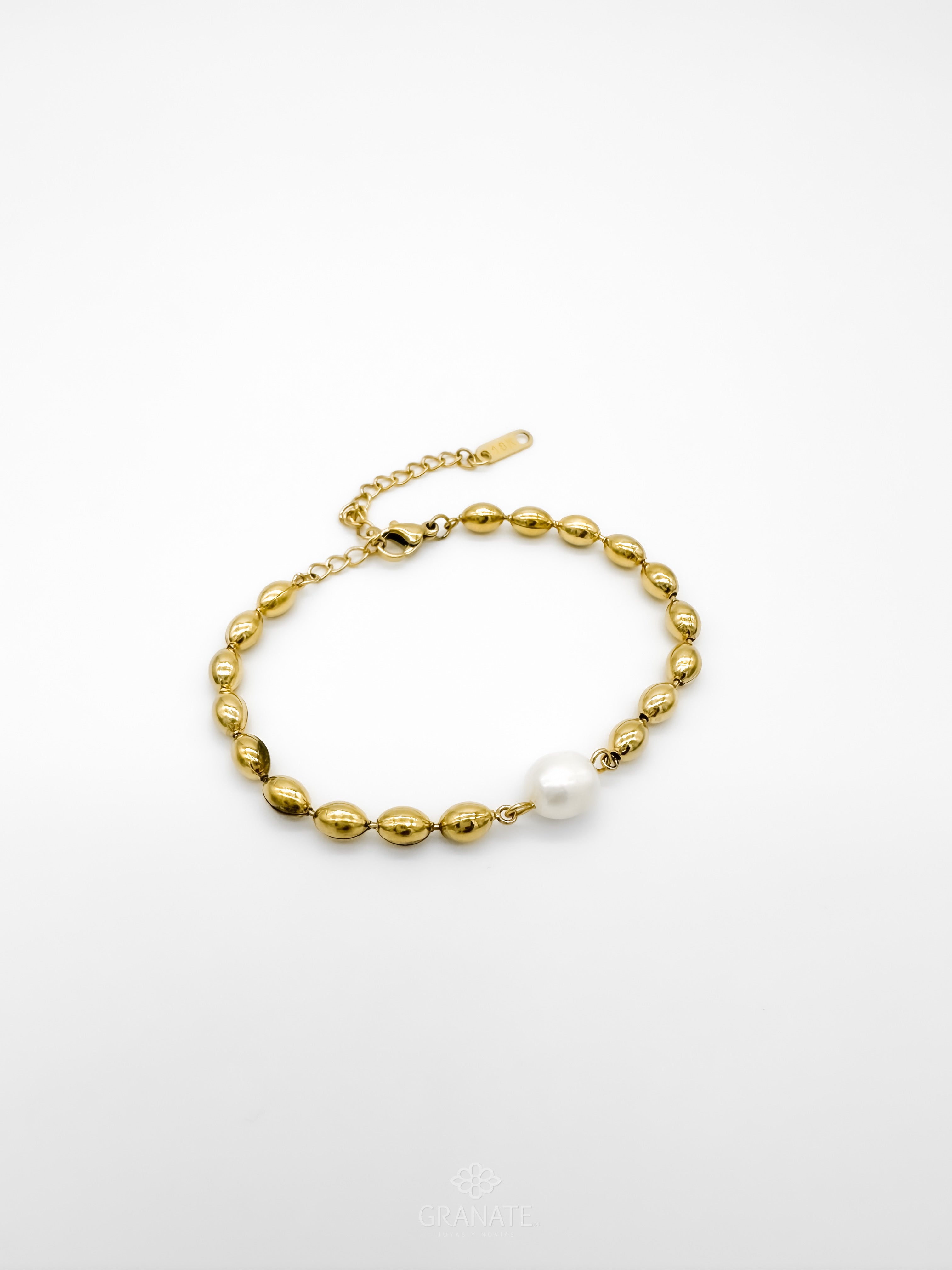 Pulsera Bolas Oval y Perla