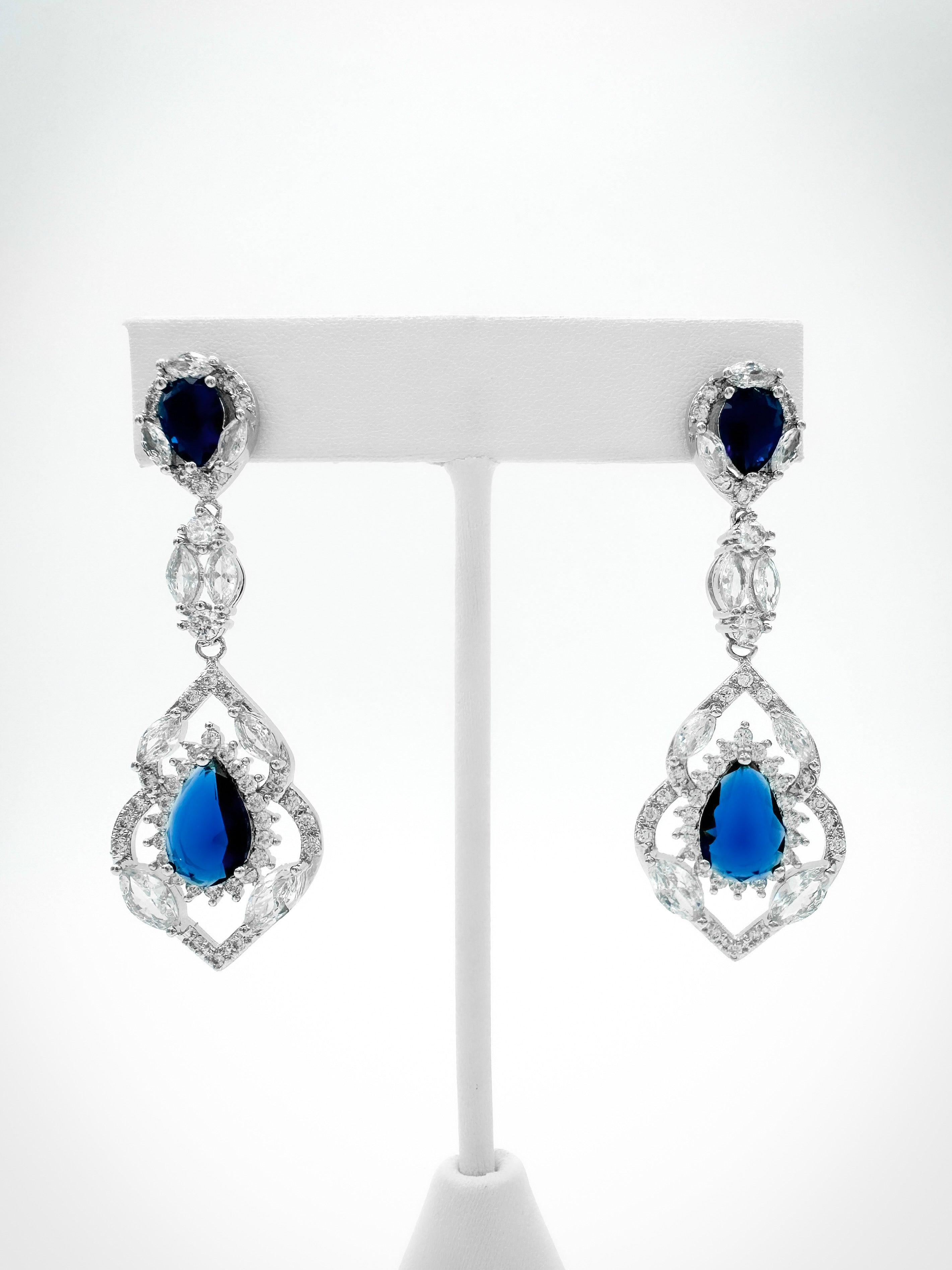 Aretes Largo Gota - Azul