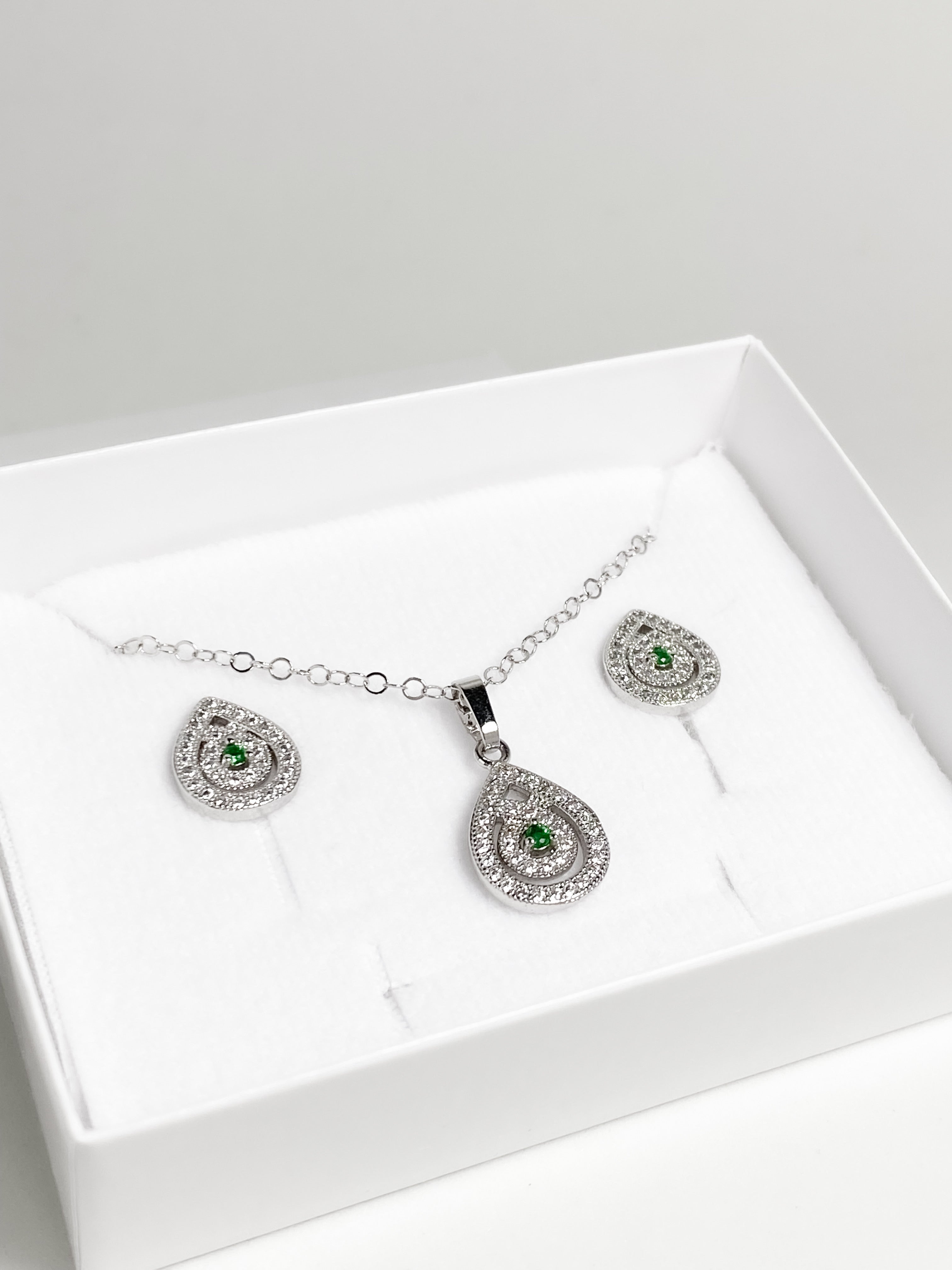 Juego Gota Verde Zirconias