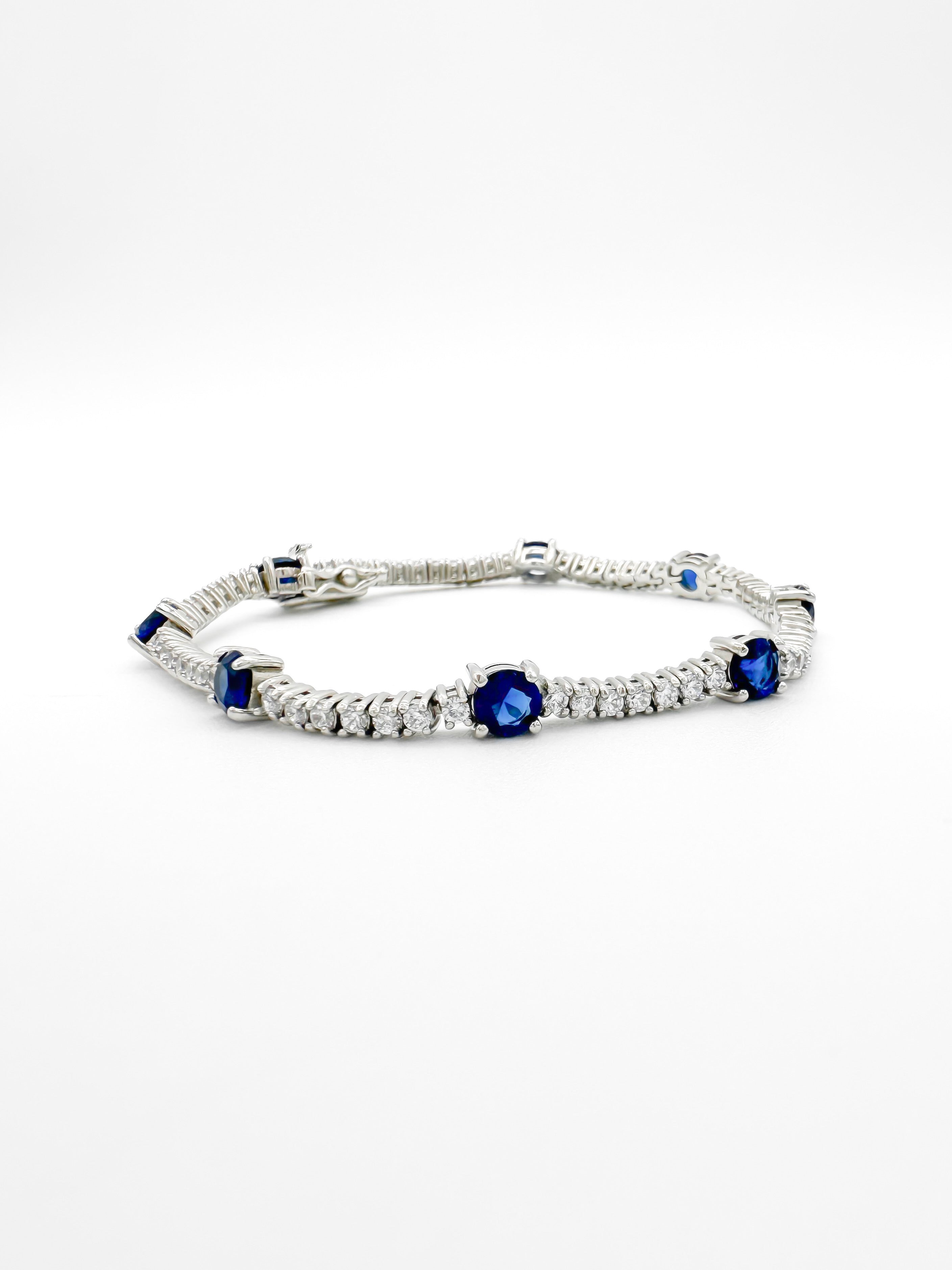 Pulsera Zirconias Zafiro de Plata