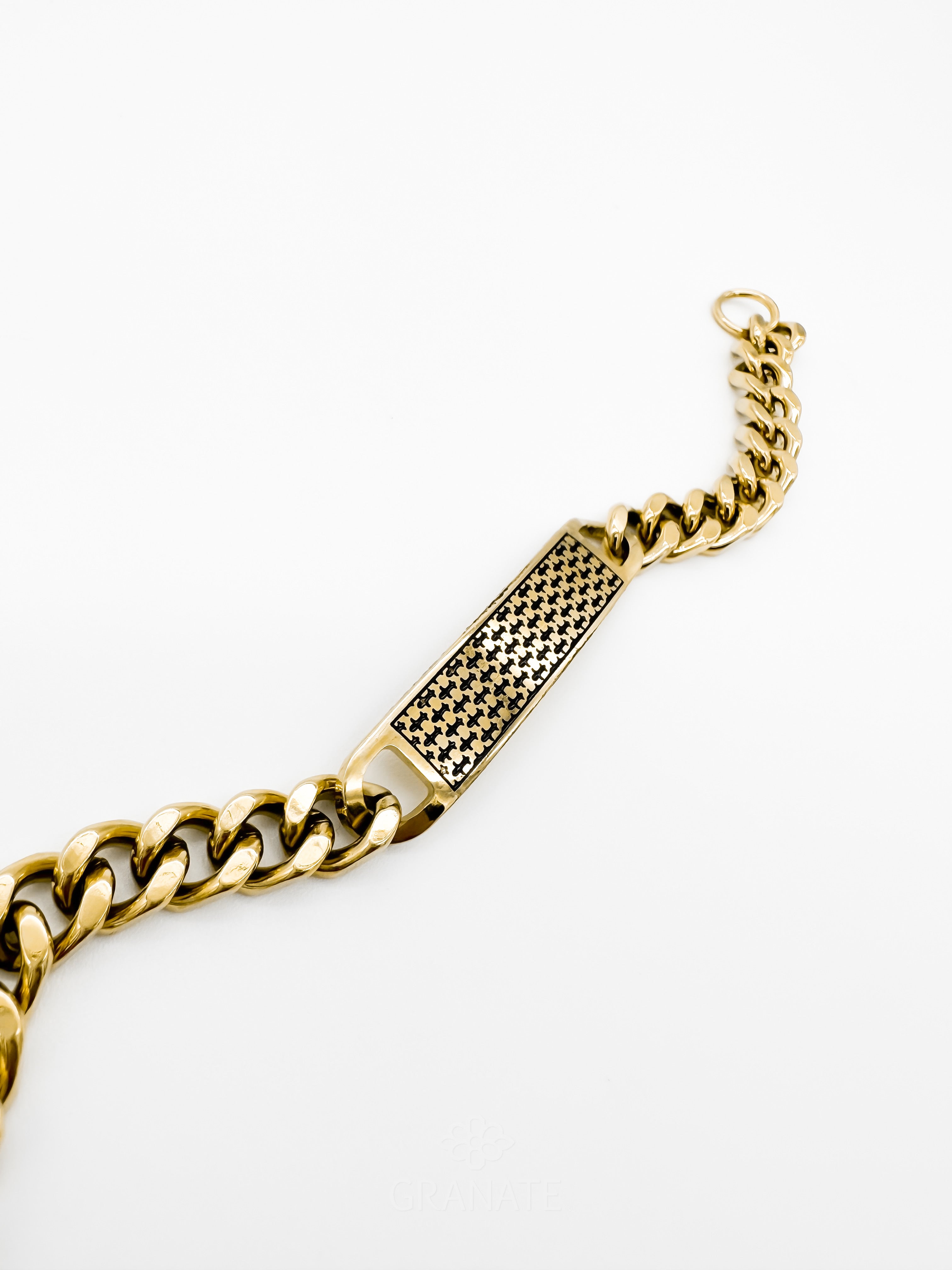 Brazalete Caballero Placa Dorado