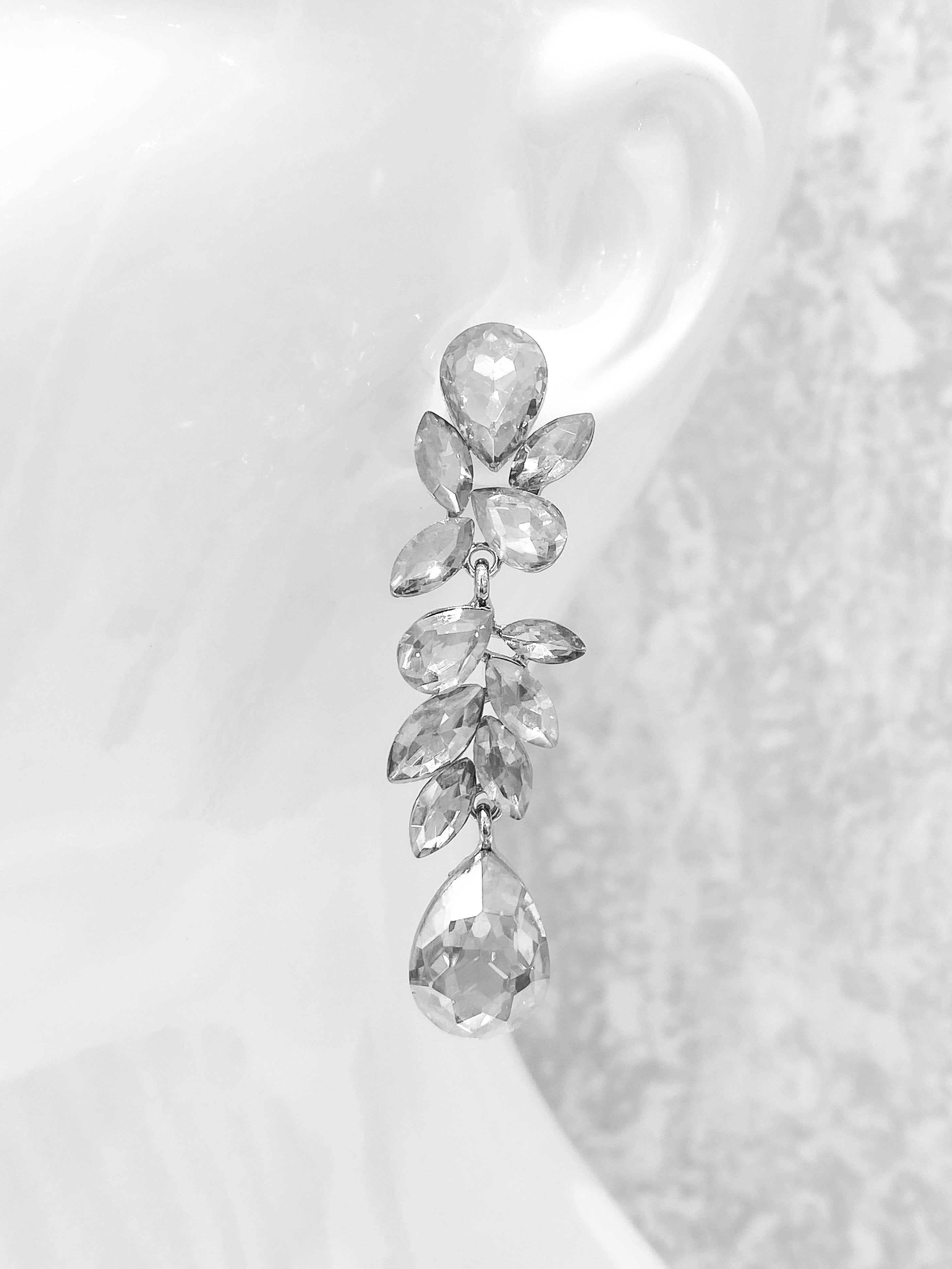 Aretes Hojas Gotas - Plateados
