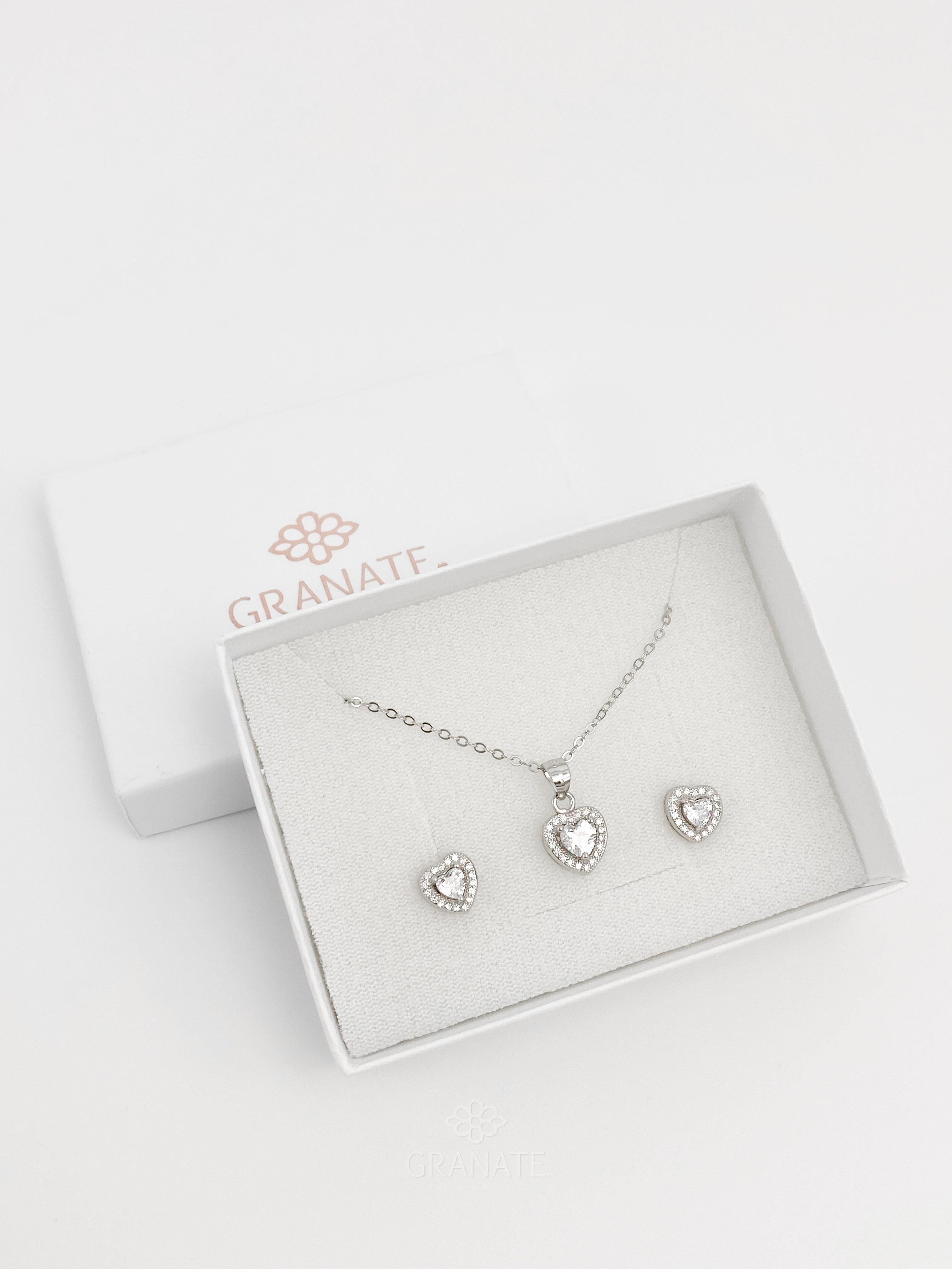 Juego Corazón Zirconia de Plata