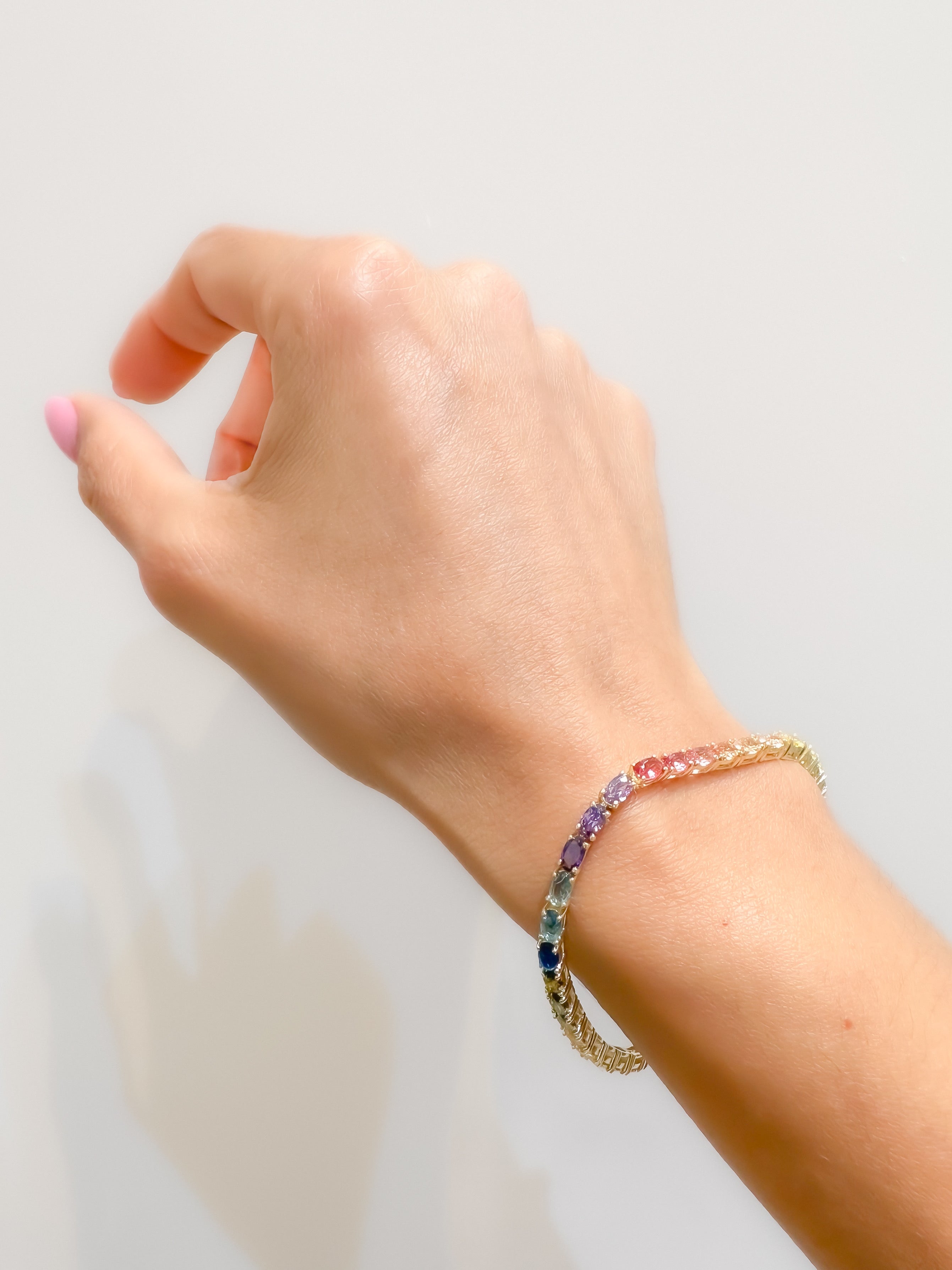 Pulsera Ovalos Rainbow de Plata