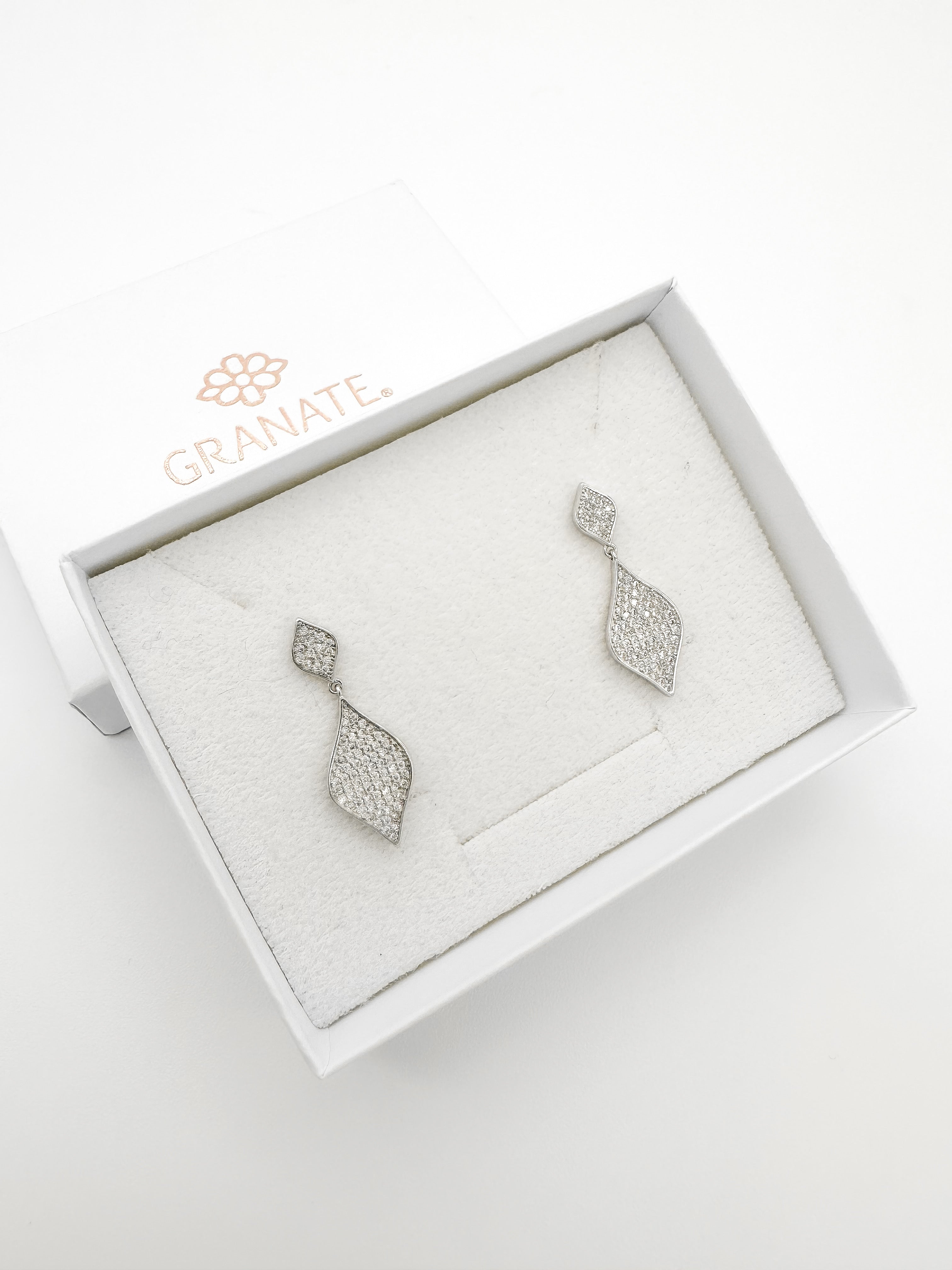 Aretes Hojas Pavé de Plata